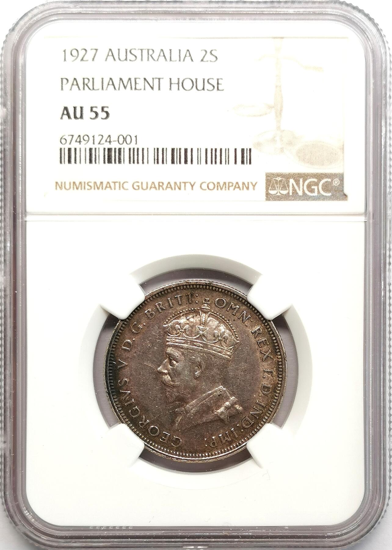 凡希社世界钱币微拍第二百七十三期 1927澳大利亚议会大厦纪念佛罗林NGC-AU55