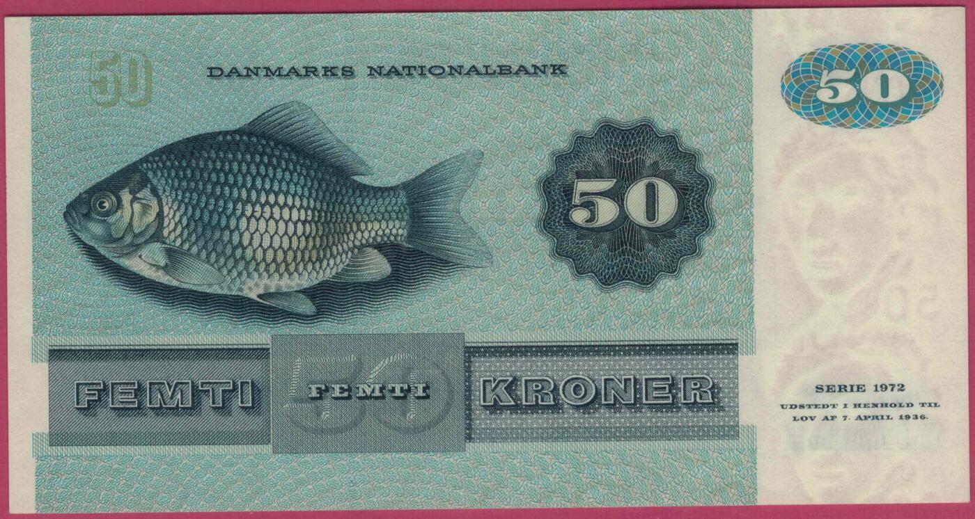 丹麦1997年50克朗 P-50n 尾8 签名少 欧洲纸币 实物图 UNC