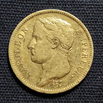 【德藏】世界币章拍卖第84期(全场顺丰包邮) - 1811年 法国拿破仑像40法郎金币 直径约：26mm，重约：12.9g