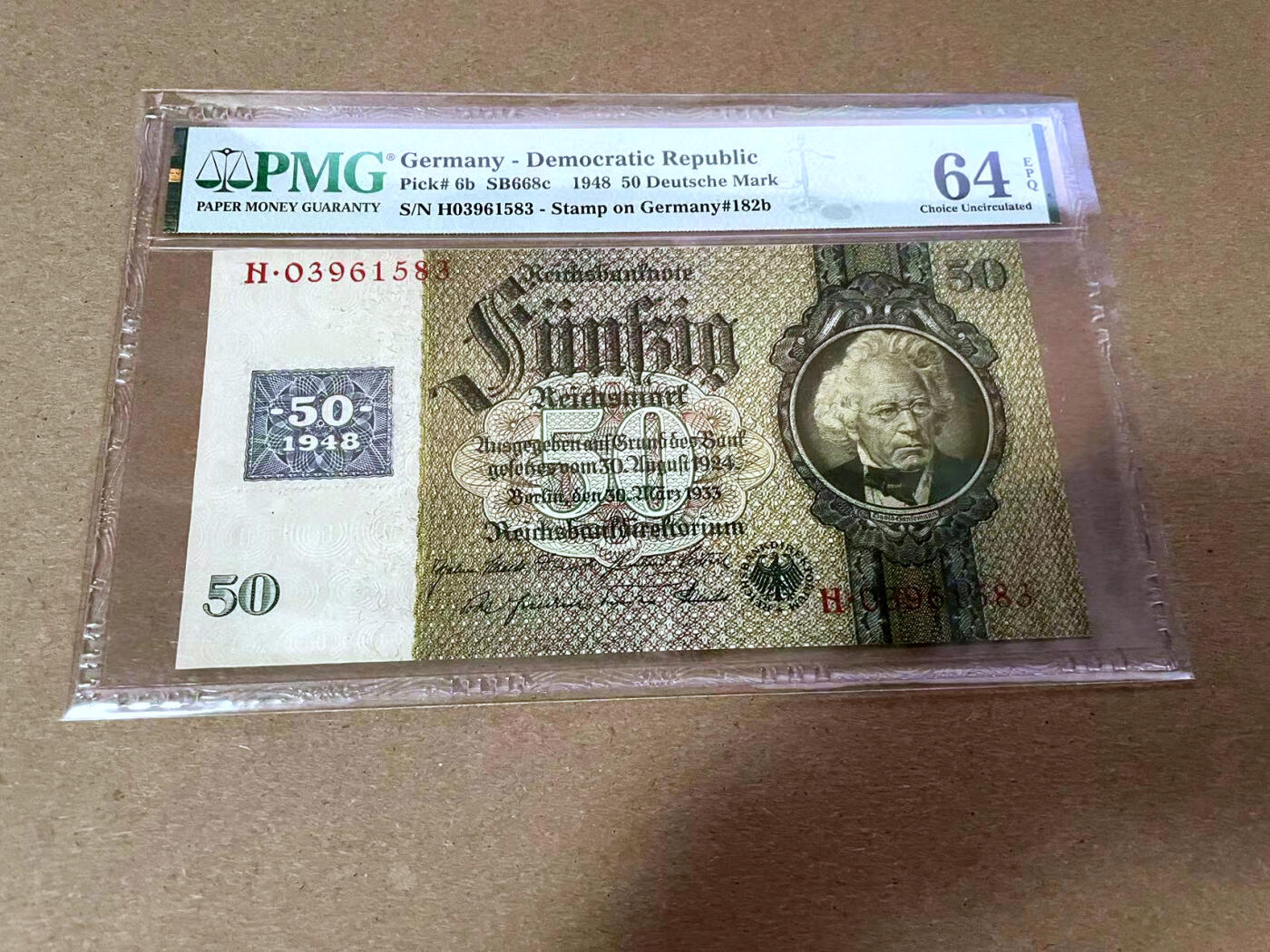 【Blue Auction】✨世界纸币精拍第492期【精】 【无47】德国 1948年50马克 PMG64EPQ 