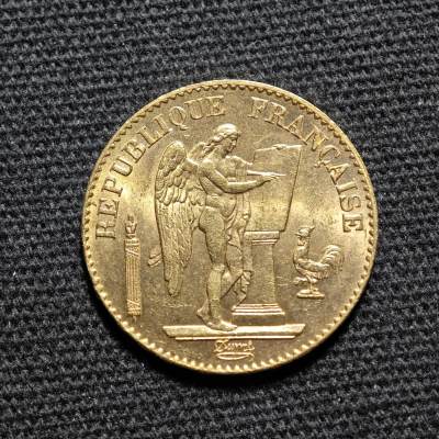 【德藏】世界币章拍卖第84期(全场顺丰包邮) - 1893年 法国天使20法郎金币 直径约：21.1mm，重约：6.4g