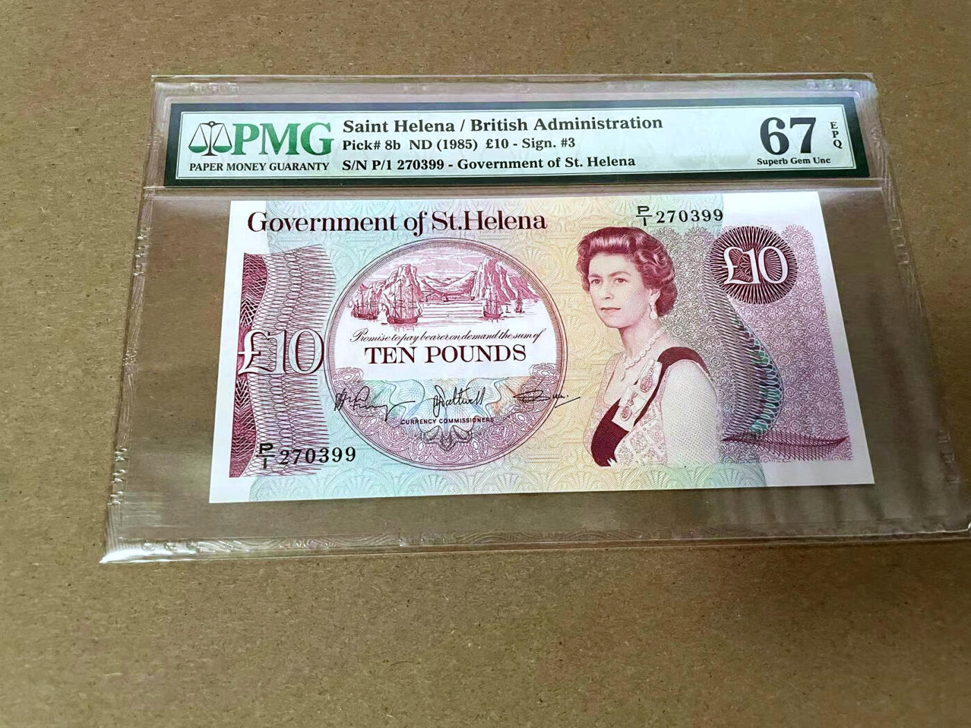 【Blue Auction】✨世界纸币精拍第492期【精】 【P/1冠】圣赫勒拿 1985年10镑 女王 PMG67EPQ 高分