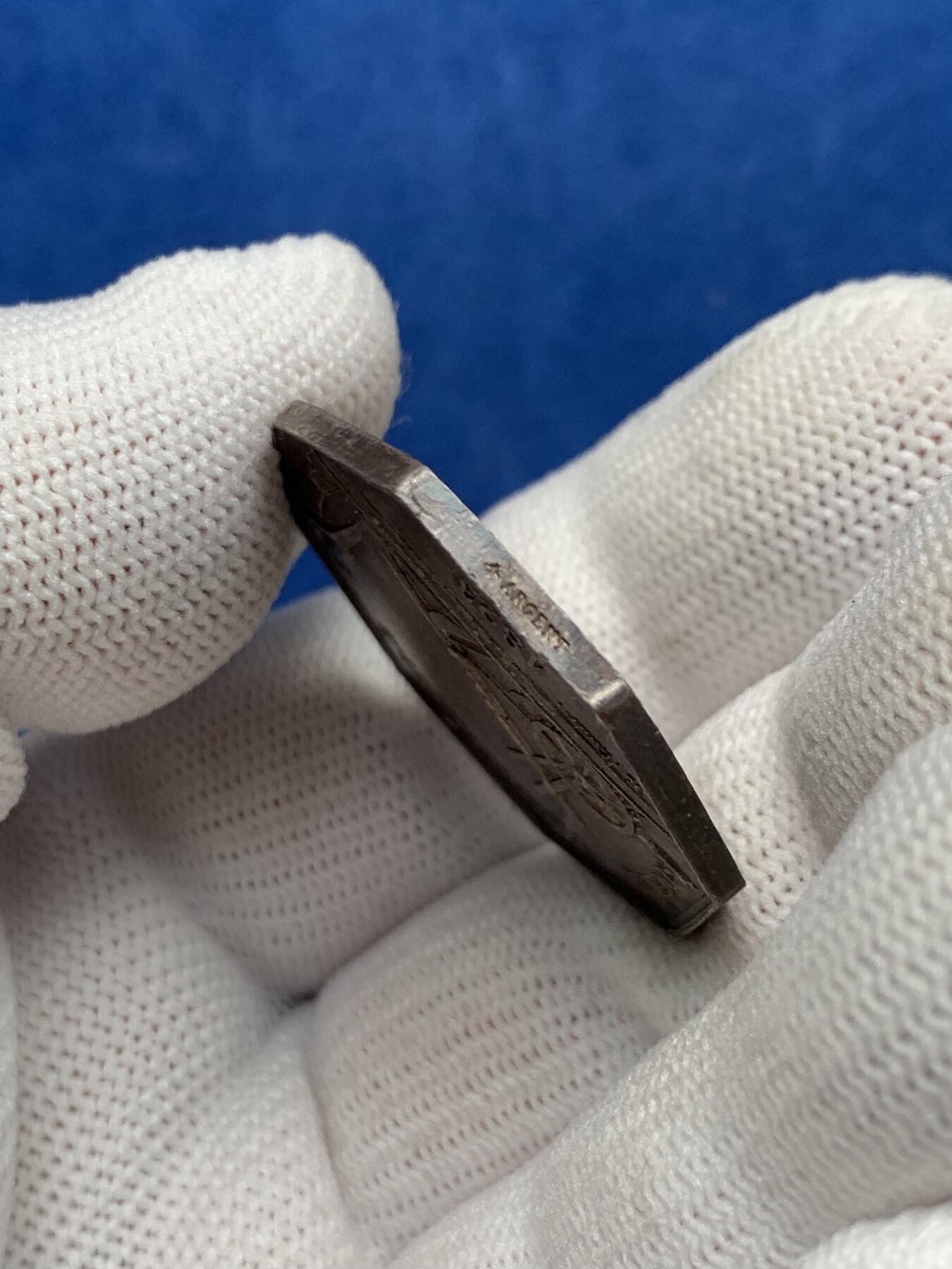 《竞宝斋》第281场- 周日，周一 ，周二3场连拍 （全场包邮） 法国拿破仑三世头像梅隆农业银行纪念八角银jeton，32mm，14.53克，蜜蜂+ARGENT边铭