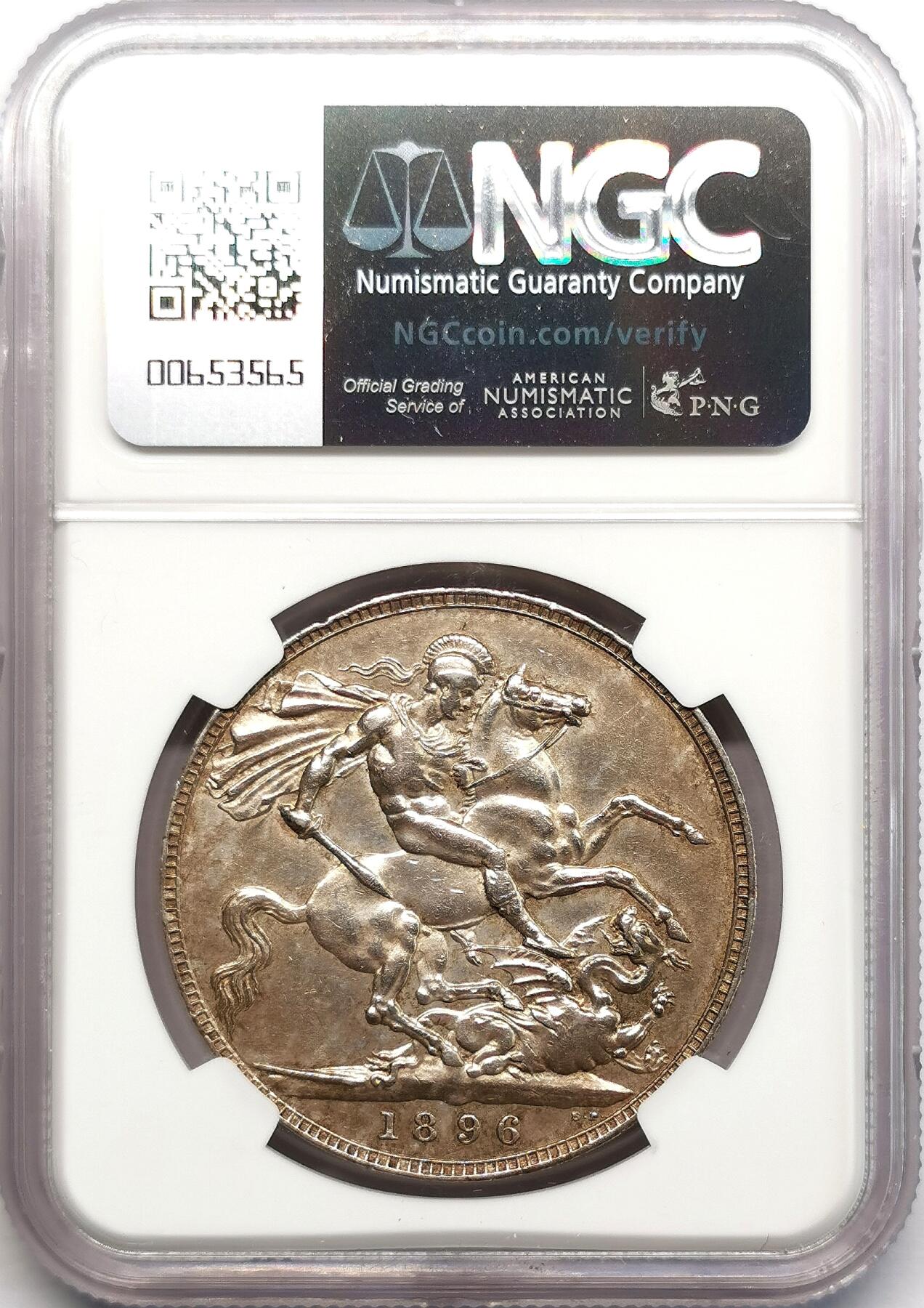 凡希社世界钱币微拍第二百七十三期 1896LX英国老维批纱马剑NGC-AU58