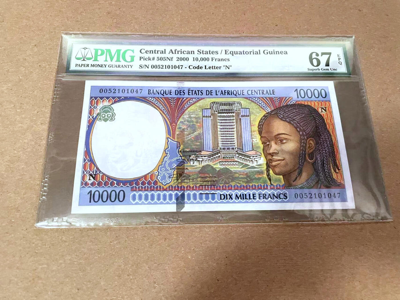 【Blue Auction】✨世界纸币精拍第492期【精】 中非共同体 赤道几内亚版 2000年10000法郎  PMG67EPQ 高分