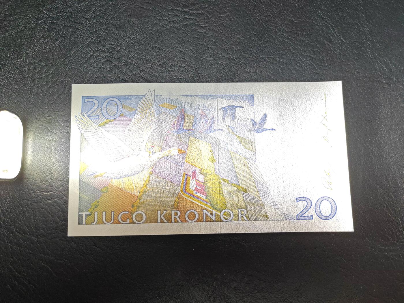 1991年 瑞典 20克朗 初版首发年份（P-61a）无4 全新UNC