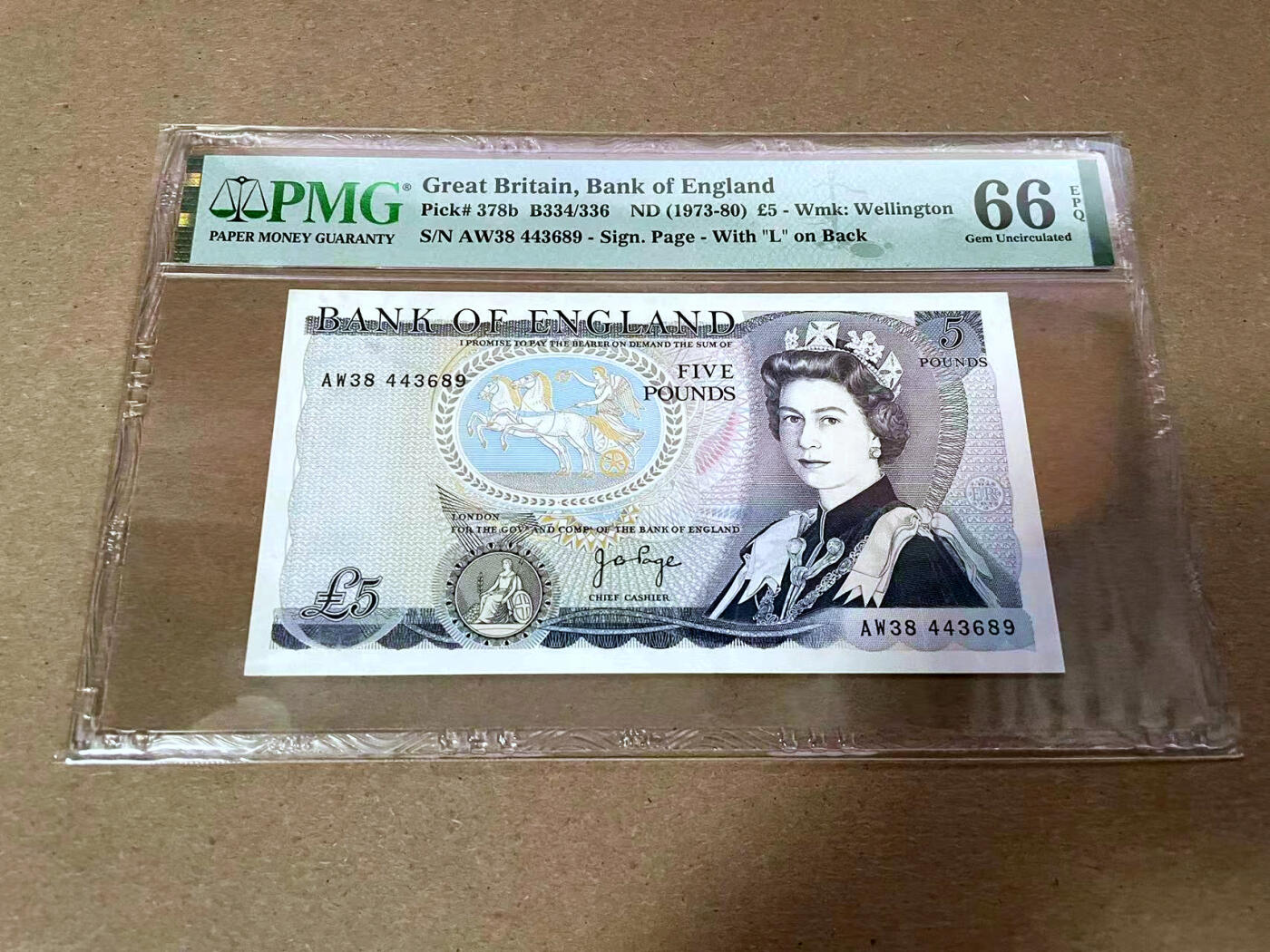 【Blue Auction】✨世界纸币精拍第492期【精】 英国 D序列1973-80年5镑 PMG66EPQ 