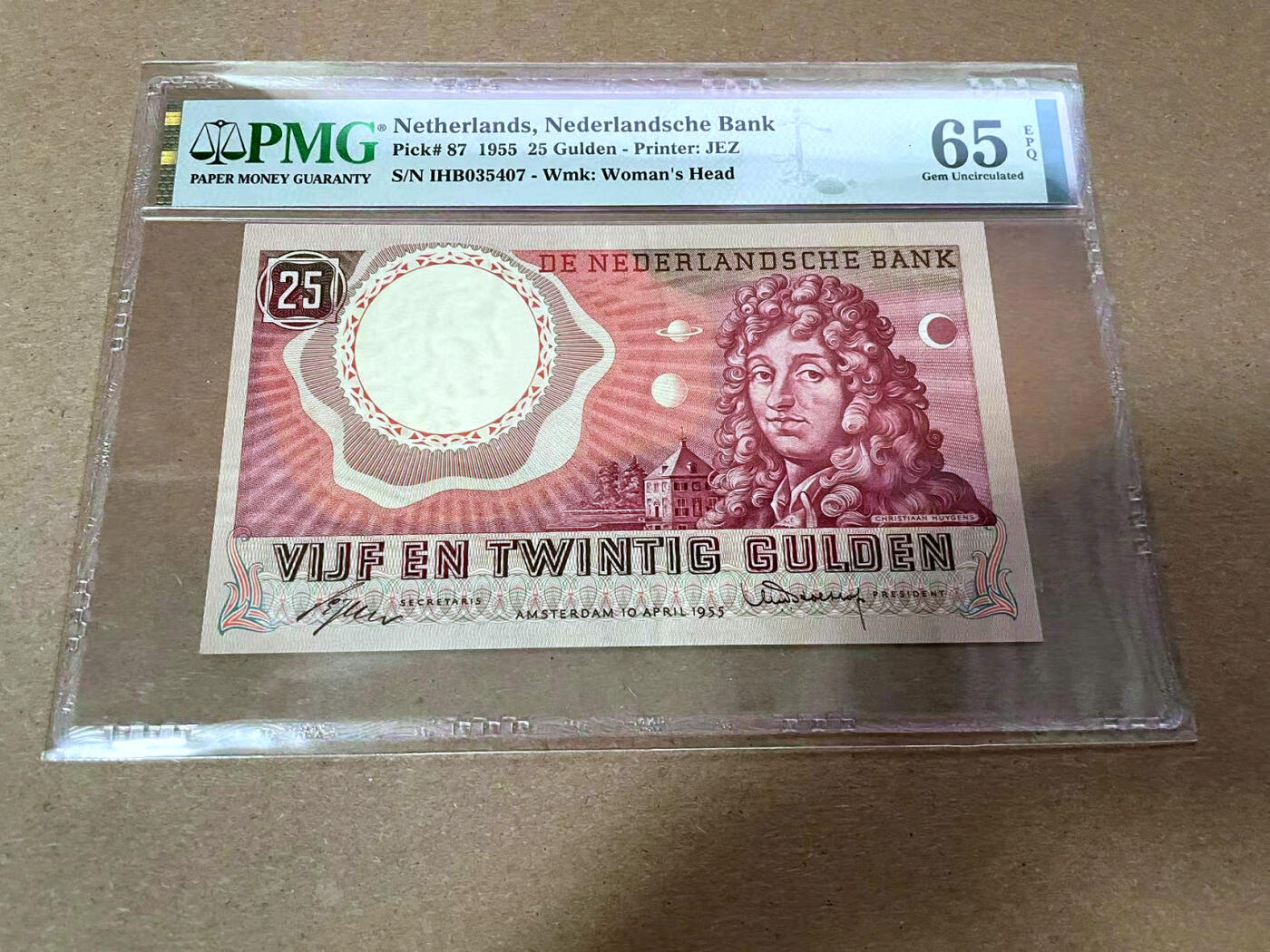 【Blue Auction】✨世界纸币精拍第492期【精】 荷兰 1955年25盾 PMG65EPQ 