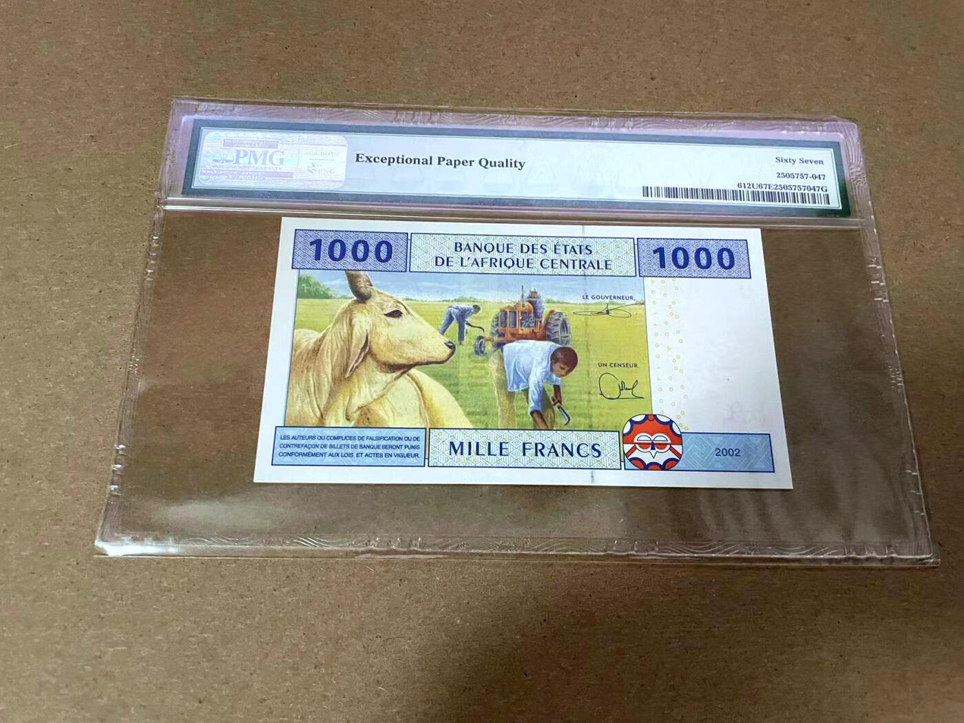 【Blue Auction】✨世界纸币精拍第492期【精】 中非共同体 喀麦隆版 2002年1000法郎  PMG67EPQ 高分
