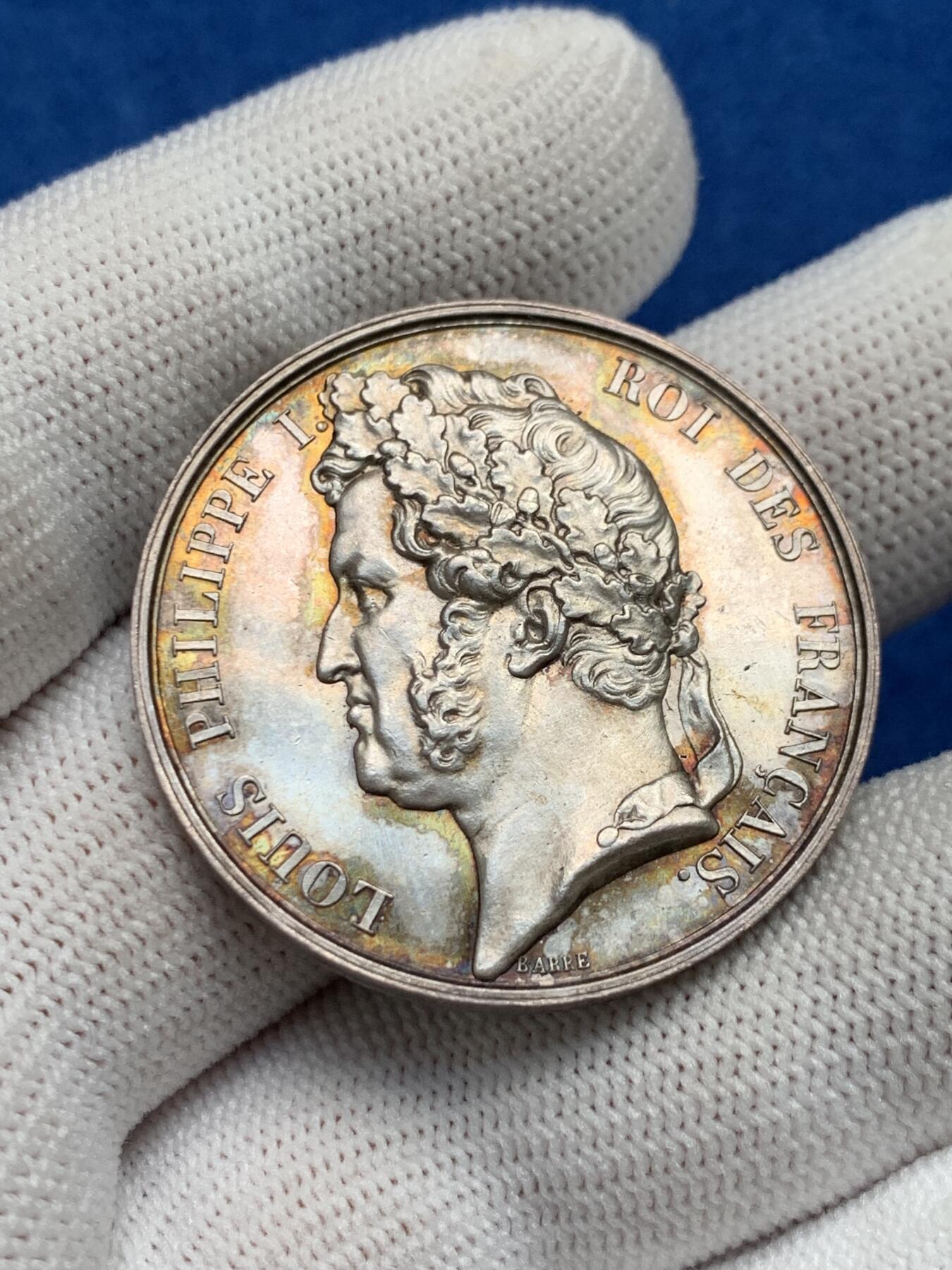 《竞宝斋》第281场- 周日，周一 ，周二3场连拍 （全场包邮） 法国银质jeton，菲利普一世头像鲁昂公证人，19.02g，35.3mm，神灯边铭