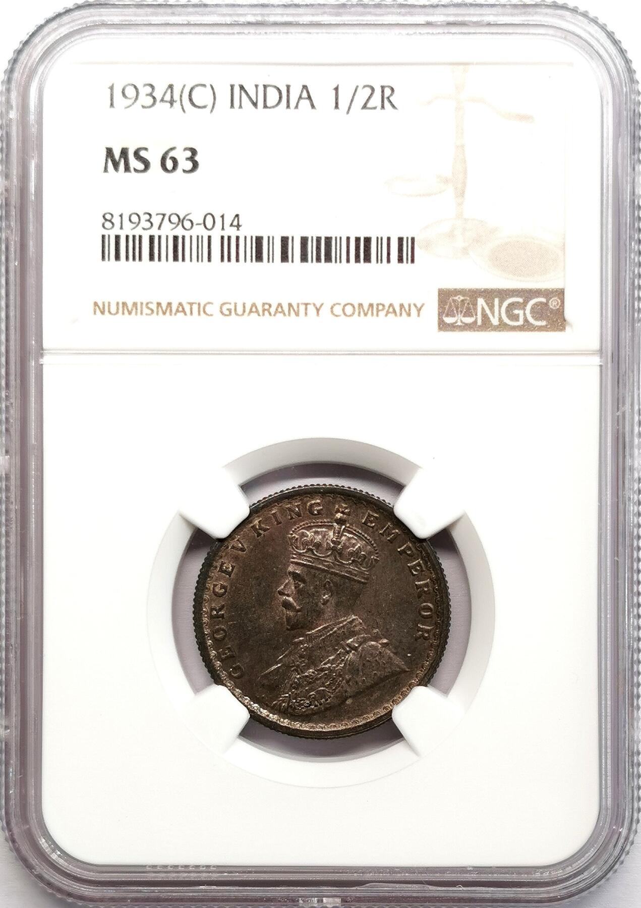 凡希社世界钱币微拍第二百七十三期 1934英属印度乔五1/2卢比NGC-MS63