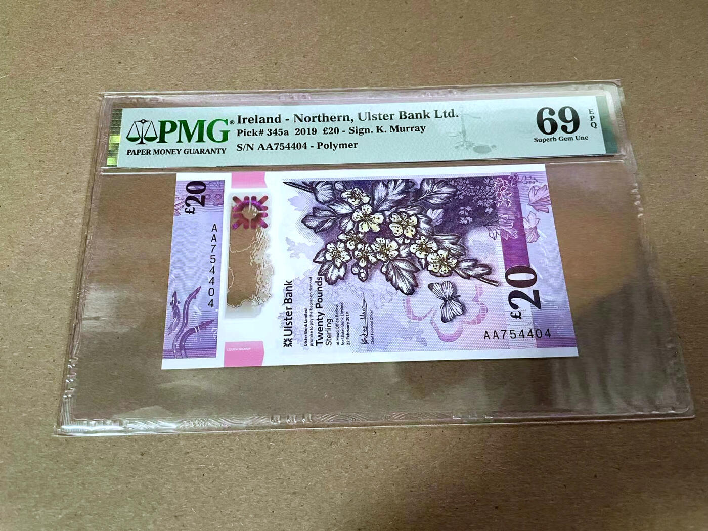 【Blue Auction】✨世界纸币精拍第492期【精】 【AA】北爱尔兰 2019年20镑 PMG69EPQ 近满分