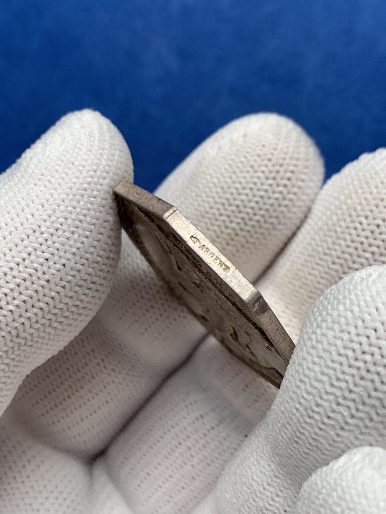 《竞宝斋》第281场- 周日，周一 ，周二3场连拍 （全场包邮） 法国八角银质代币，里昂商业银行，商业之神墨丘利，边道犀利，14.71g，31.5mm，手指边铭