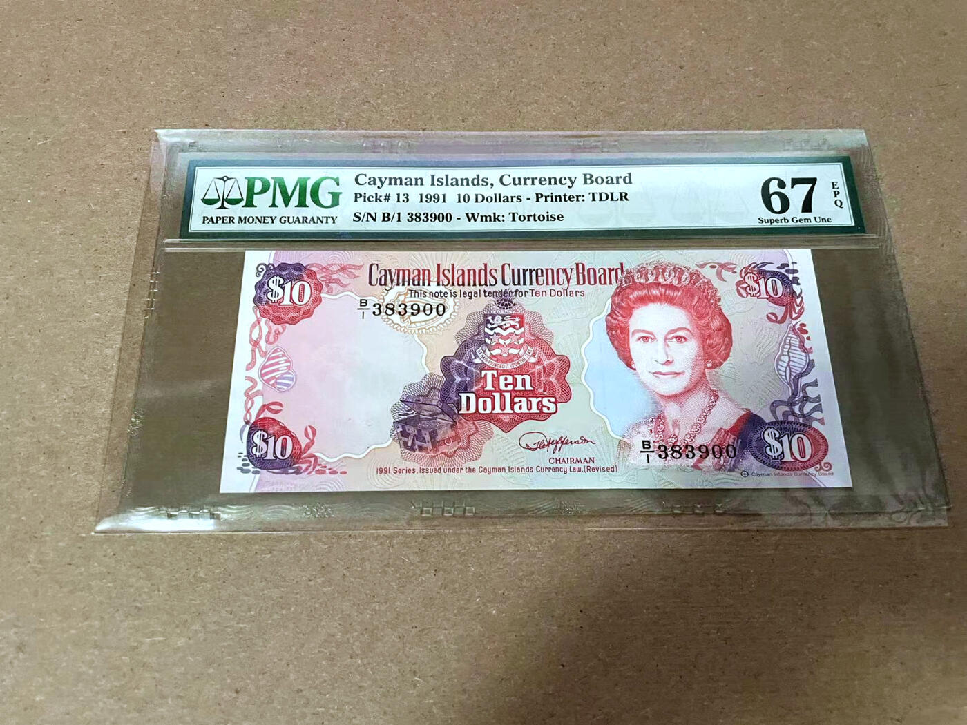 【Blue Auction】✨世界纸币精拍第492期【精】 【首发冠无47】开曼群岛 1991年10元 PMG67EPQ 高分 女王