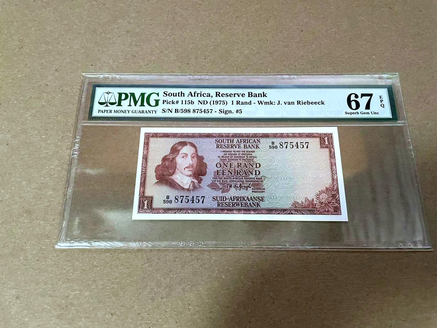 【Blue Auction】✨世界纸币精拍第492期【精】 南非 1975年1兰特 PMG67EPQ 高分