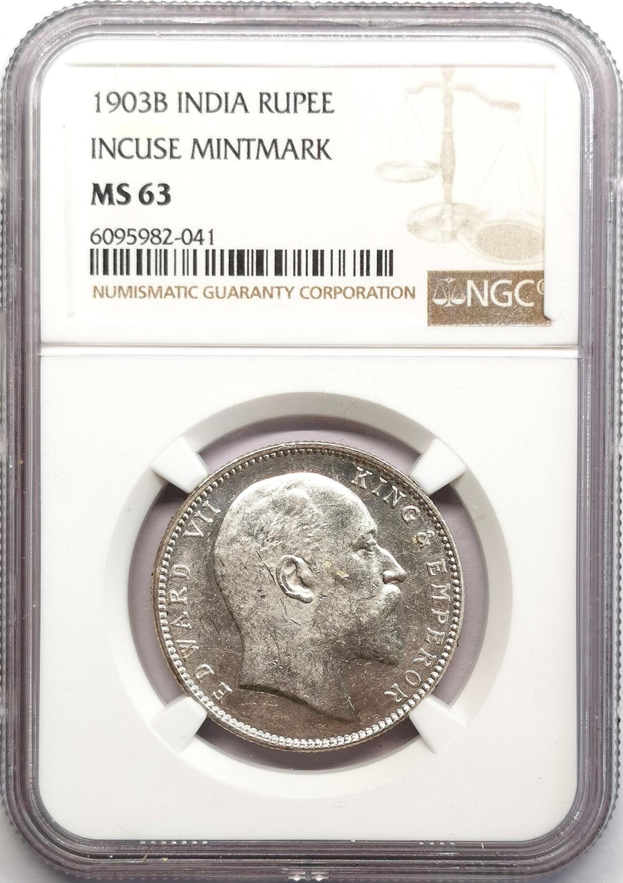 凡希社世界钱币微拍第二百七十三期 1903B英属印度爱七卢比NGC-MS63