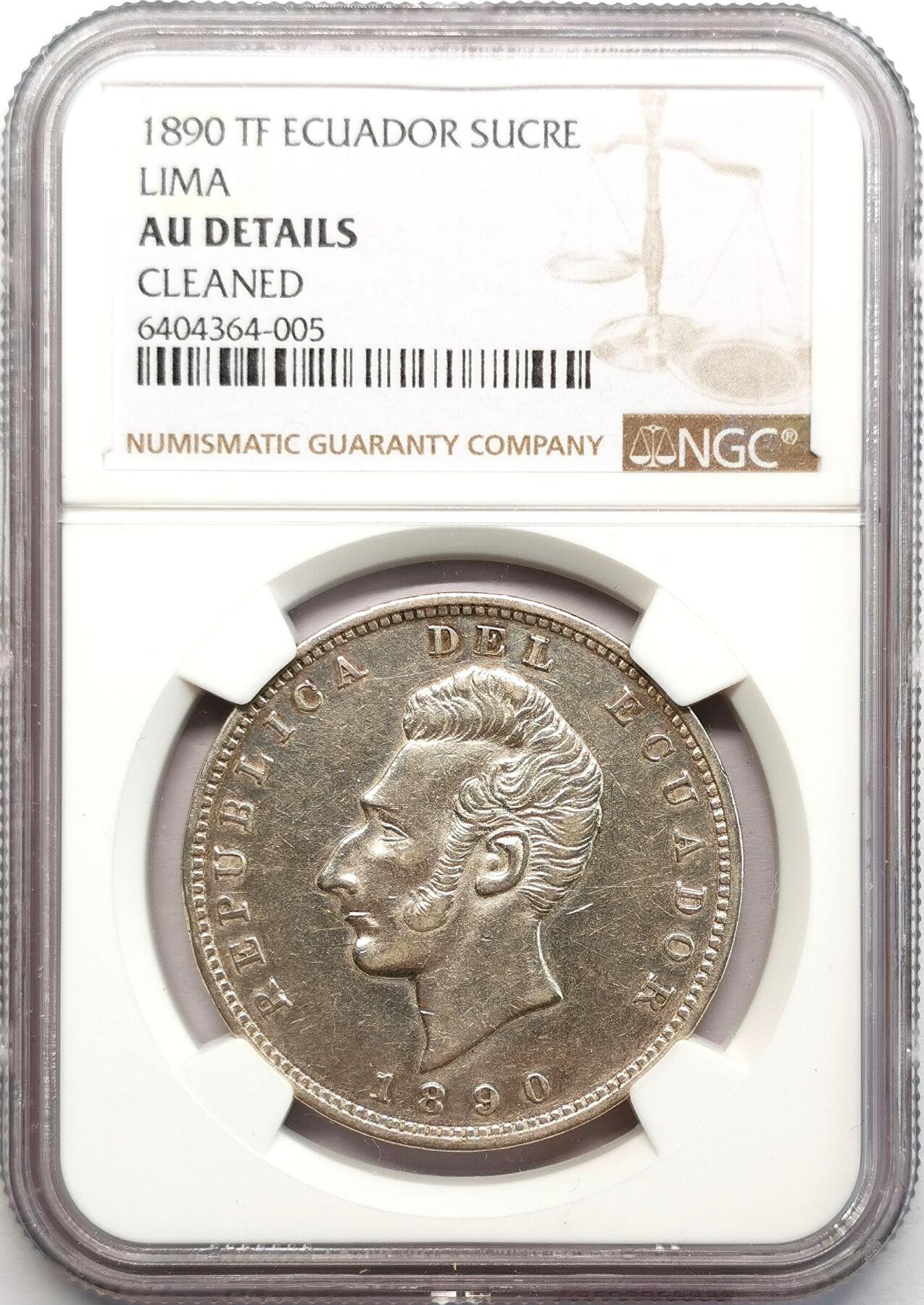 凡希社世界钱币微拍第二百七十三期 1890厄瓜多尔苏克雷大银NGC-AUD