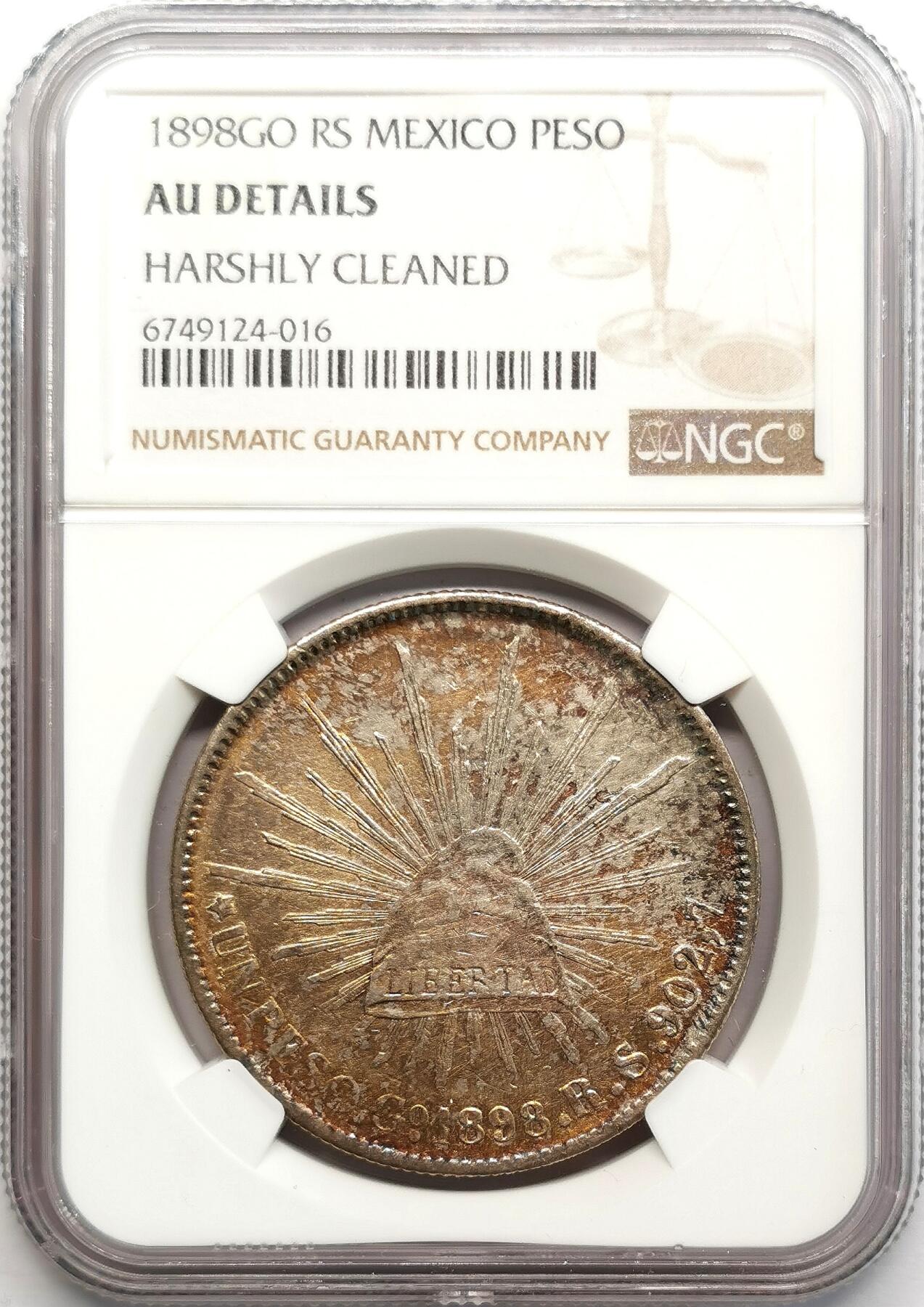 凡希社世界钱币微拍第二百七十三期 1898GO墨西哥直边鹰洋NGC-AUD