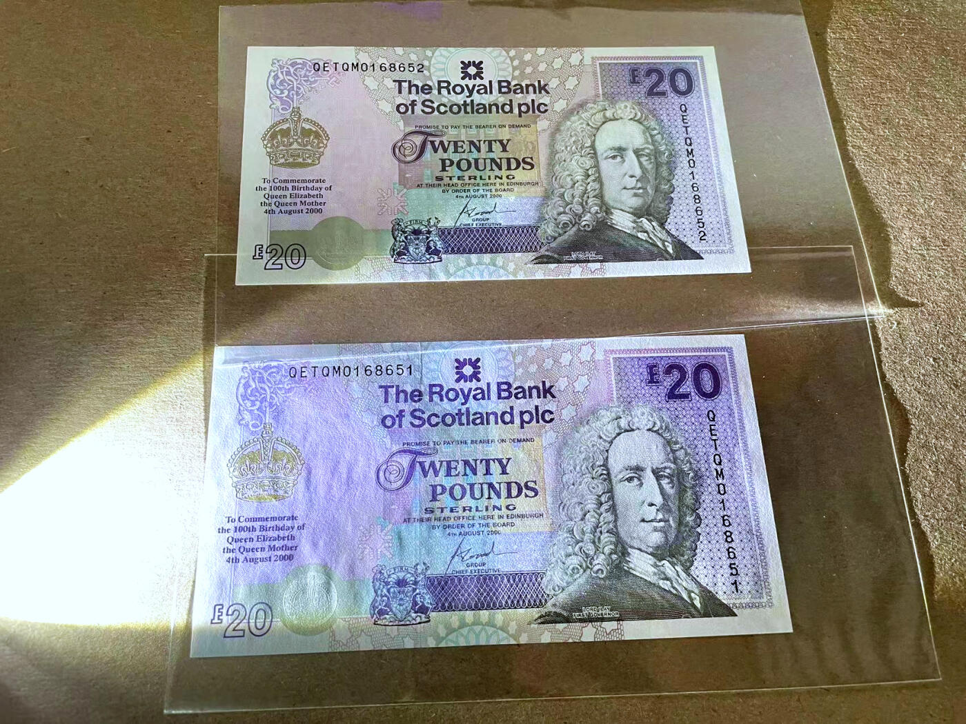 【Blue Auction】✨世界纸币精拍第492期【精】 【一组2张无47】苏格兰 2000年20镑 AU+