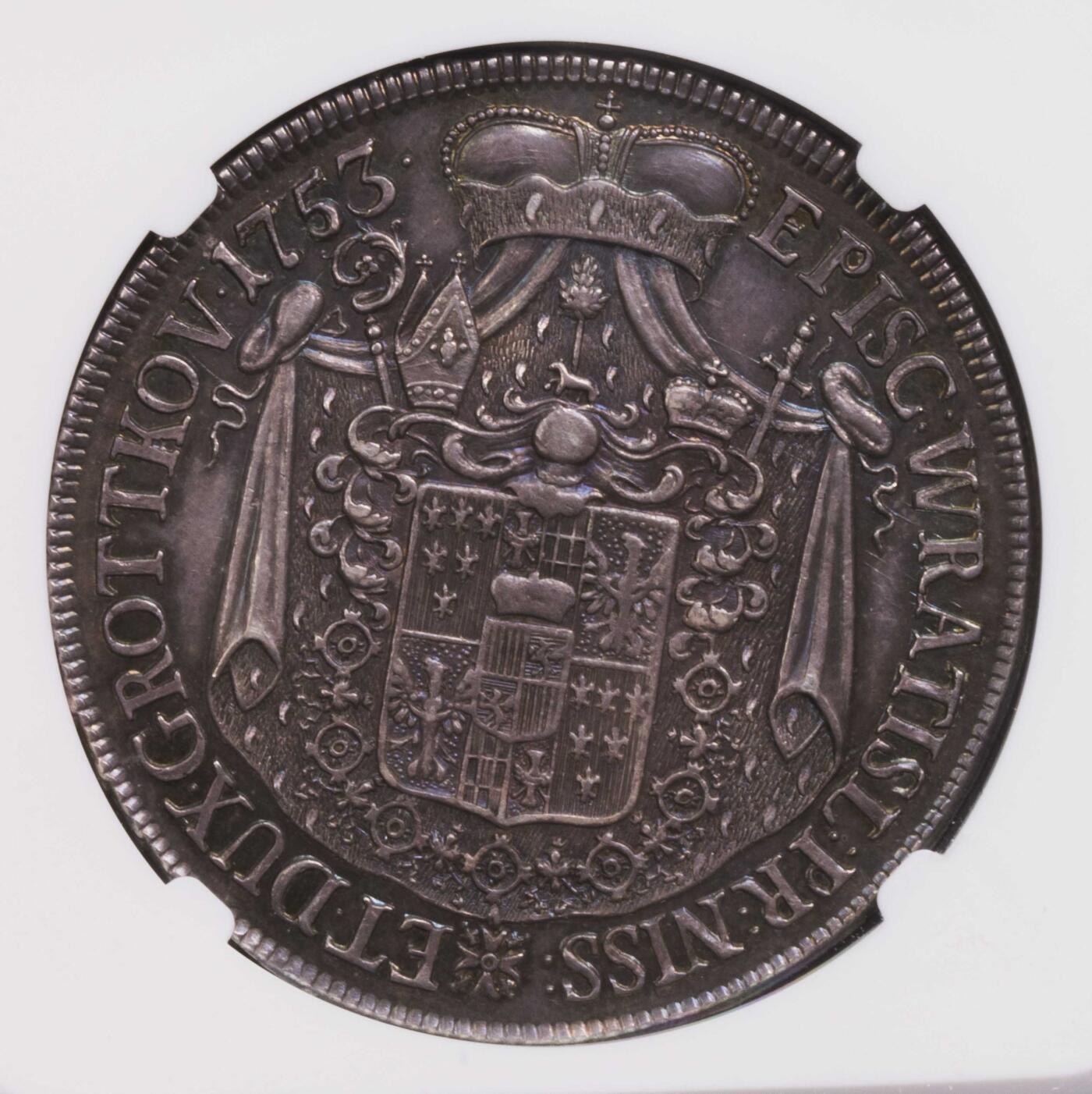 NGC-AU58 1753神罗德意志布雷斯劳泰勒大银币 珍稀老包浆