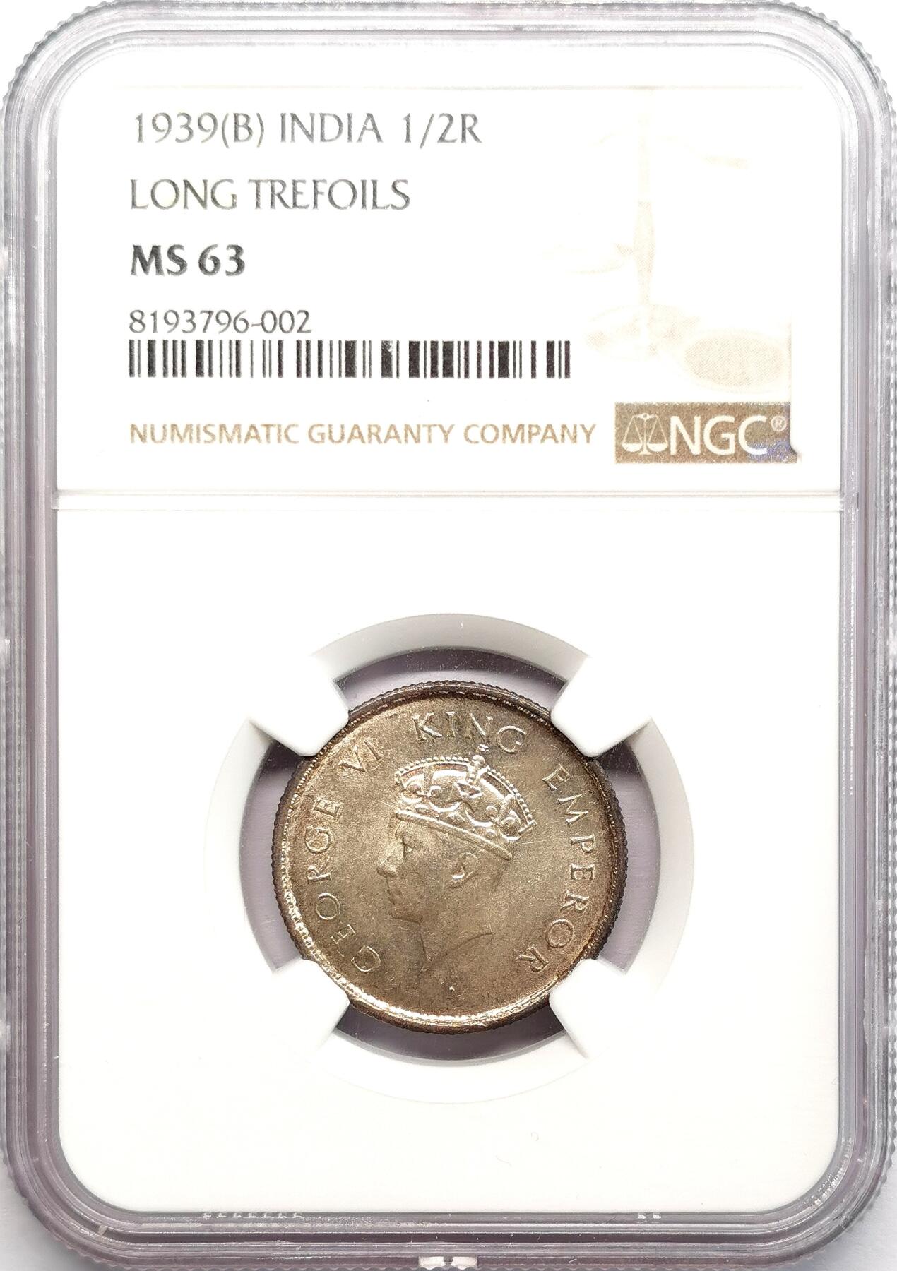 凡希社世界钱币微拍第二百七十三期 1939英属印度乔六1/2卢比NGC-MS63