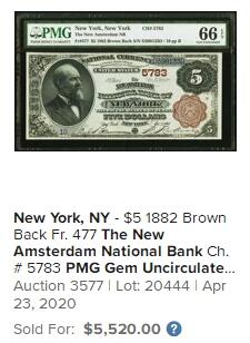 【Blue Auction】✨世界纸币精拍第492期【精】   【红库印冠军分】美国 1882年5美金 美国第20任总统詹姆斯·艾伯拉姆·加菲尔德 PMG66EPQ 顶级高分 凹凸感佳 人像雕刻极致 尤其是胡子 极具威严气势 老壳子 升值品种值得收藏