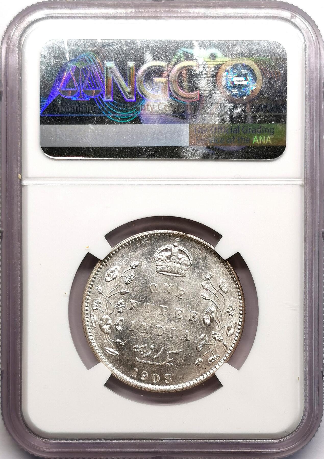 凡希社世界钱币微拍第二百七十三期 1903B英属印度爱七卢比NGC-MS63