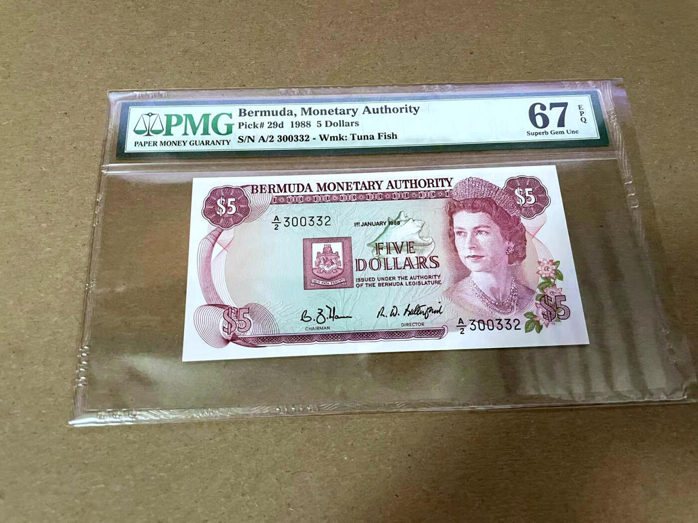 【Blue Auction】✨世界纸币精拍第492期【精】 【无47】百慕大 1988年5元 高冠女王 PMG67EPQ 高分