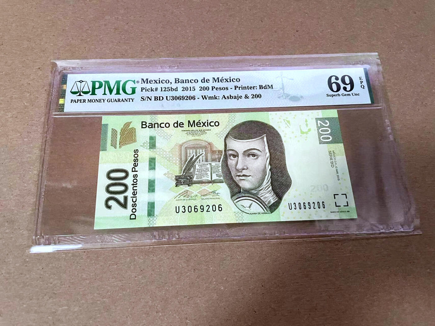 【Blue Auction】✨世界纸币精拍第492期【精】  【无47】墨西哥 2015年200比索 PMG69EPQ 近满分 