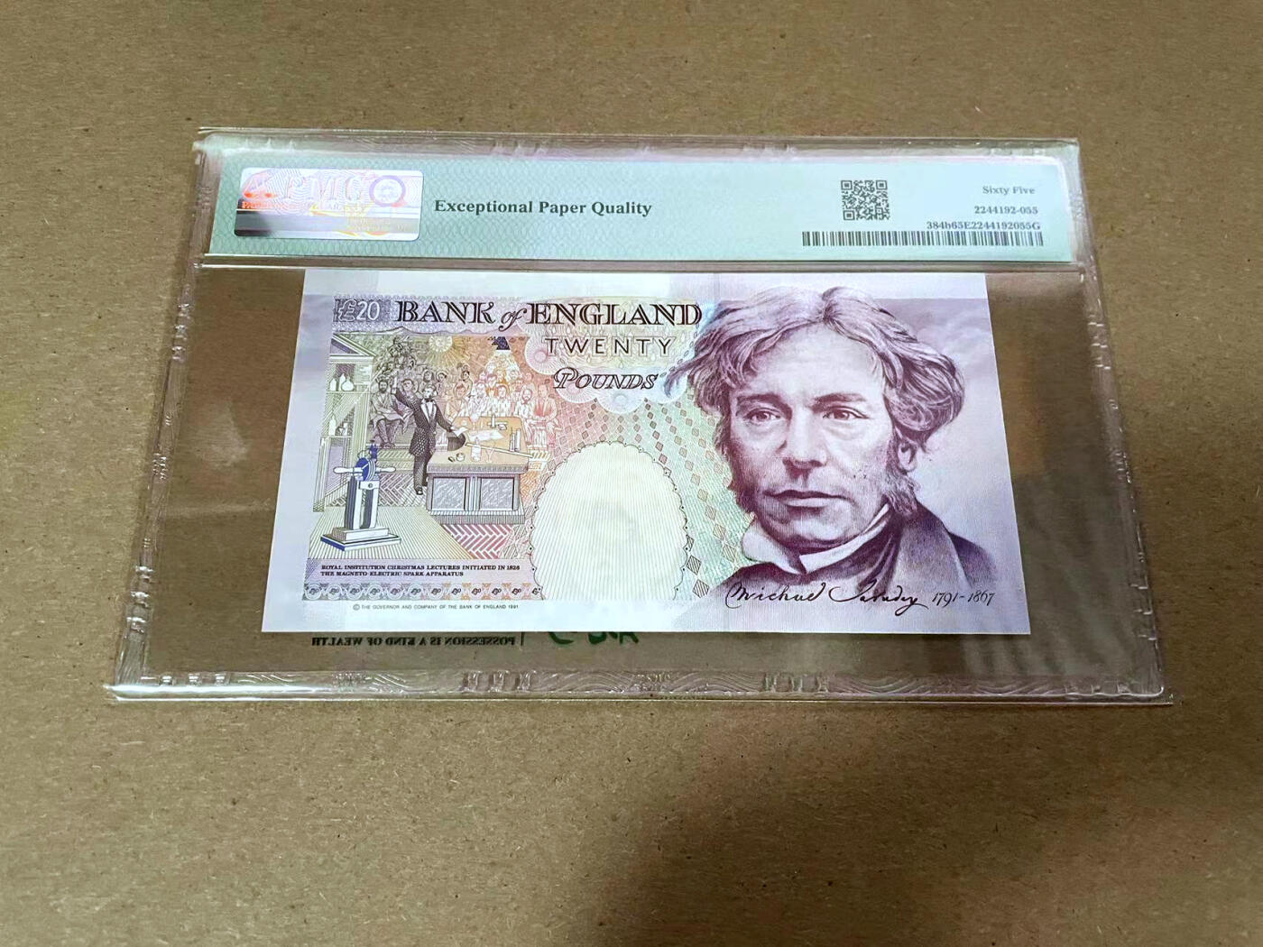 【Blue Auction】✨世界纸币精拍第492期【精】 【E01冠无47 皇冠版】英国 1991年20镑 PMG65EPQ 