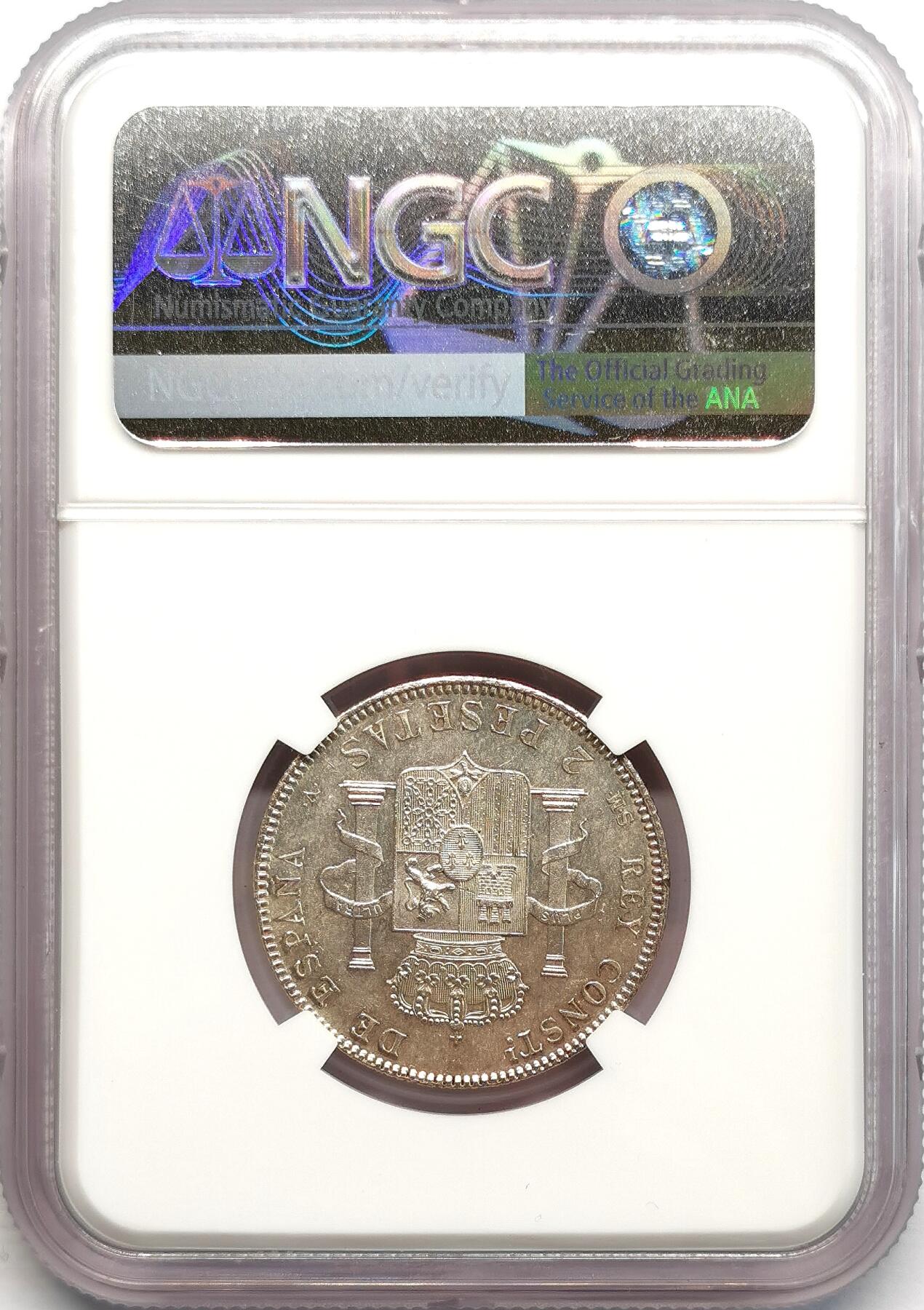 凡希社世界钱币微拍第二百七十三期 1905西班牙阿丰索十三世2P银币NGC-MS61