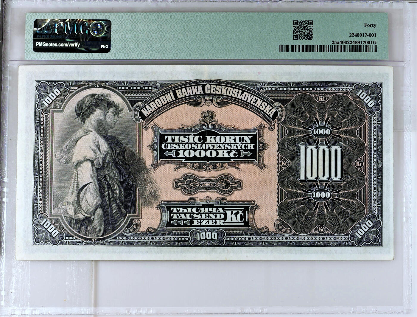 【Blue Auction】✨世界纸币精拍第492期【精】   【大名誉品实钞】捷斯 1932年1000克朗 大天使 ABNC出品 雕刻精美 PMG40 超大票幅 该品种没有全新的记录 高分都是数万元起步 该张性价比极高