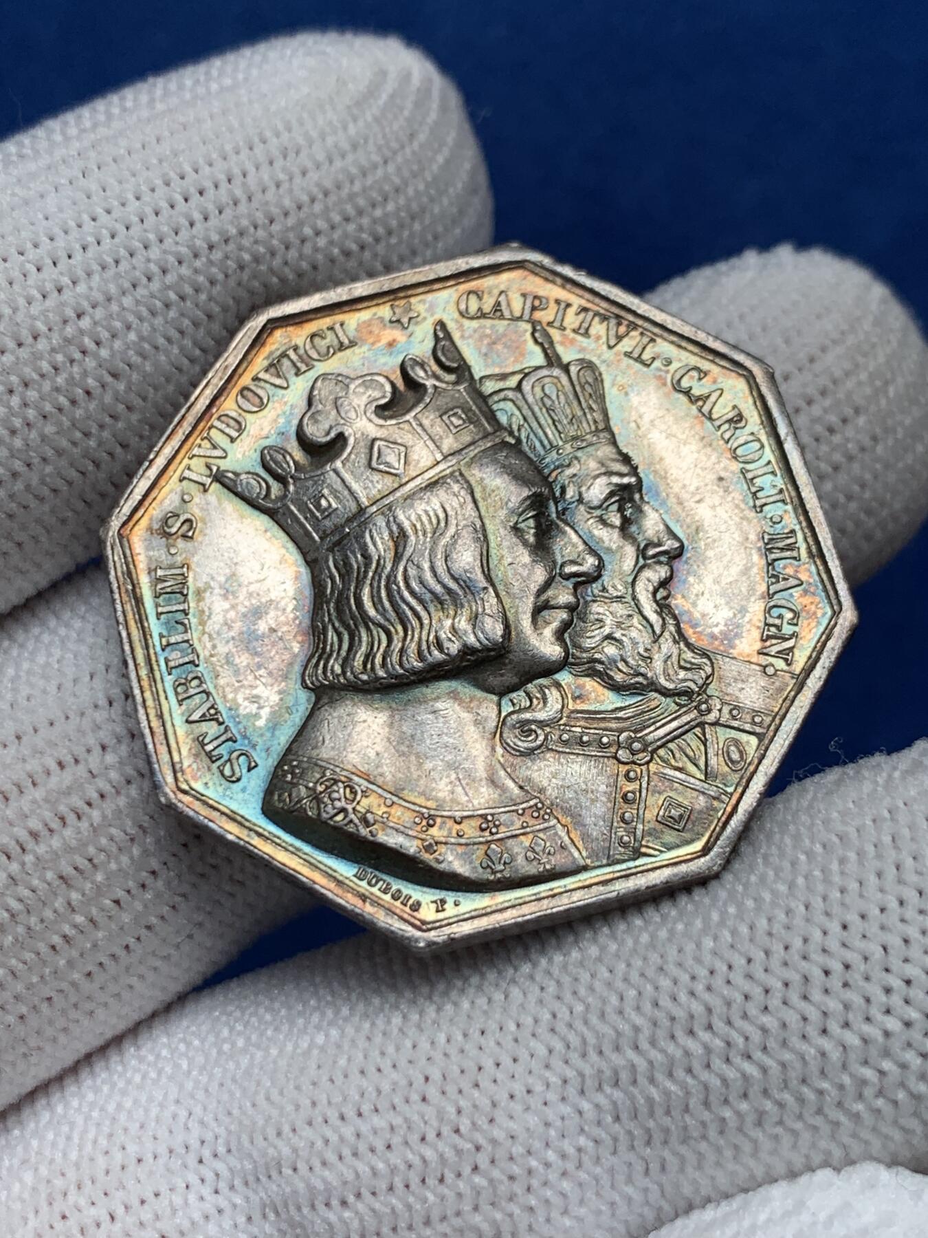 《竞宝斋》第281场- 周日，周一 ，周二3场连拍 （全场包邮） 法国1844年勒阿弗尔公证人八角银jeton，34.3mm，19.26克，蜜蜂+ARGENT边铭