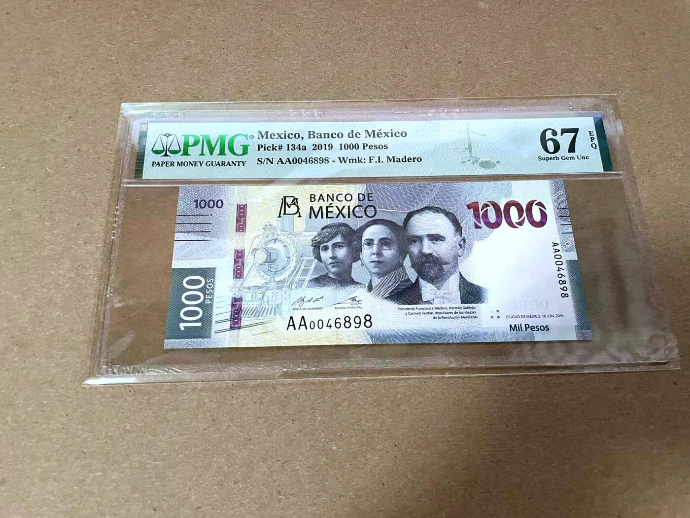 【Blue Auction】✨世界纸币精拍第492期【精】 【AA】墨西哥 2019年1000比索 PMG67EPQ 高分