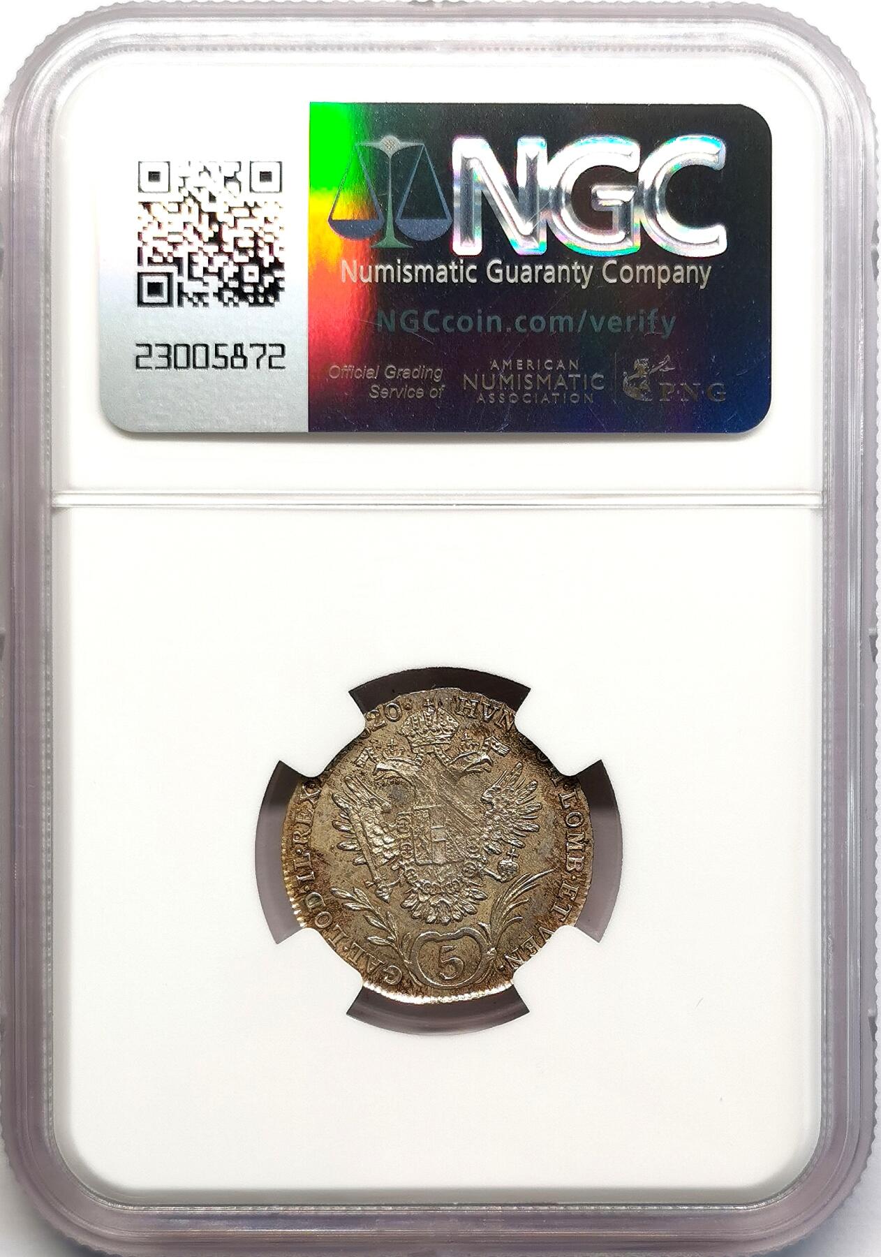 凡希社世界钱币微拍第二百七十三期 1820A奥地利帝国弗朗茨一世5K银辅币NGC-MS62