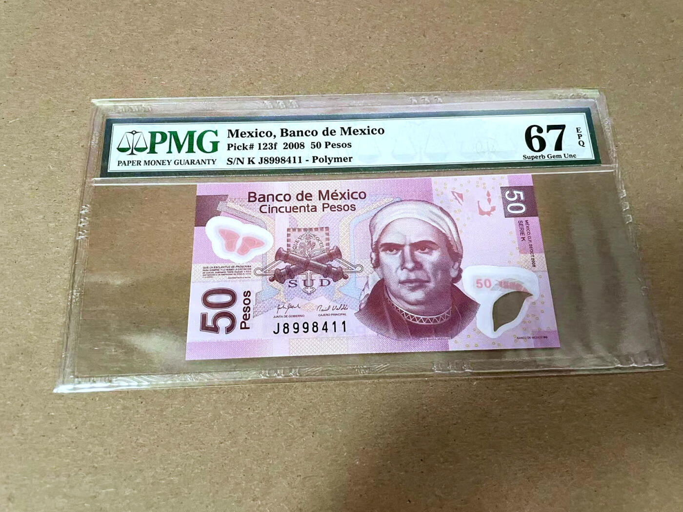 【Blue Auction】✨世界纸币精拍第492期【精】 墨西哥 2008年50比索 PMG67EPQ 高分