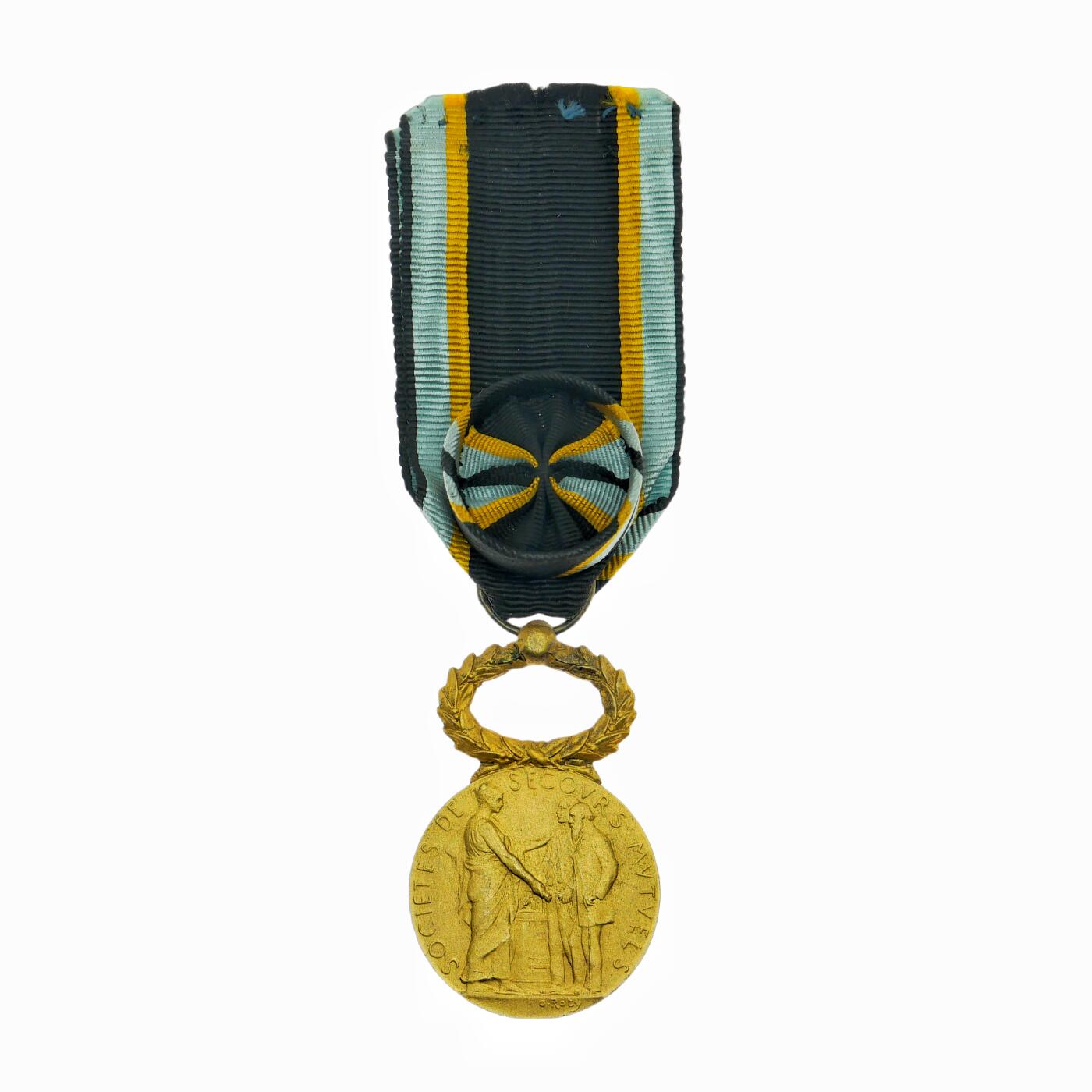 【麦稀奇世界钱币展】勋交所6月15日展会拍卖 法国金级社会互助奖章，银质带侧标镀金