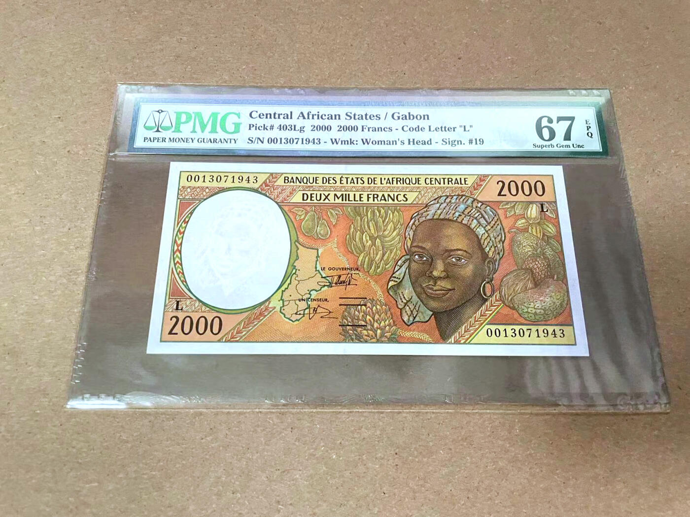 【Blue Auction】✨世界纸币精拍第492期【精】 中非共同体 加蓬版 2000年2000法郎  PMG67EPQ 高分