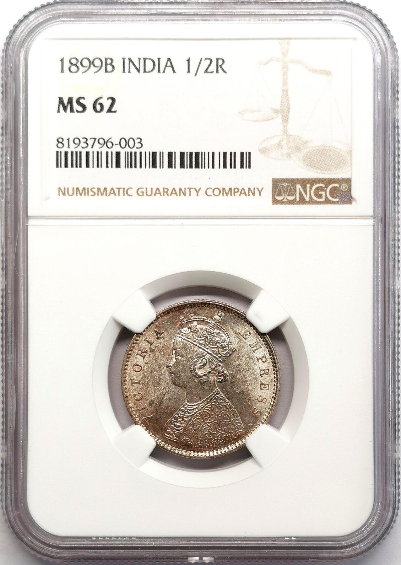 凡希社世界钱币微拍第二百七十三期 1899B英属印度小维1/2卢比NGC-MS62
