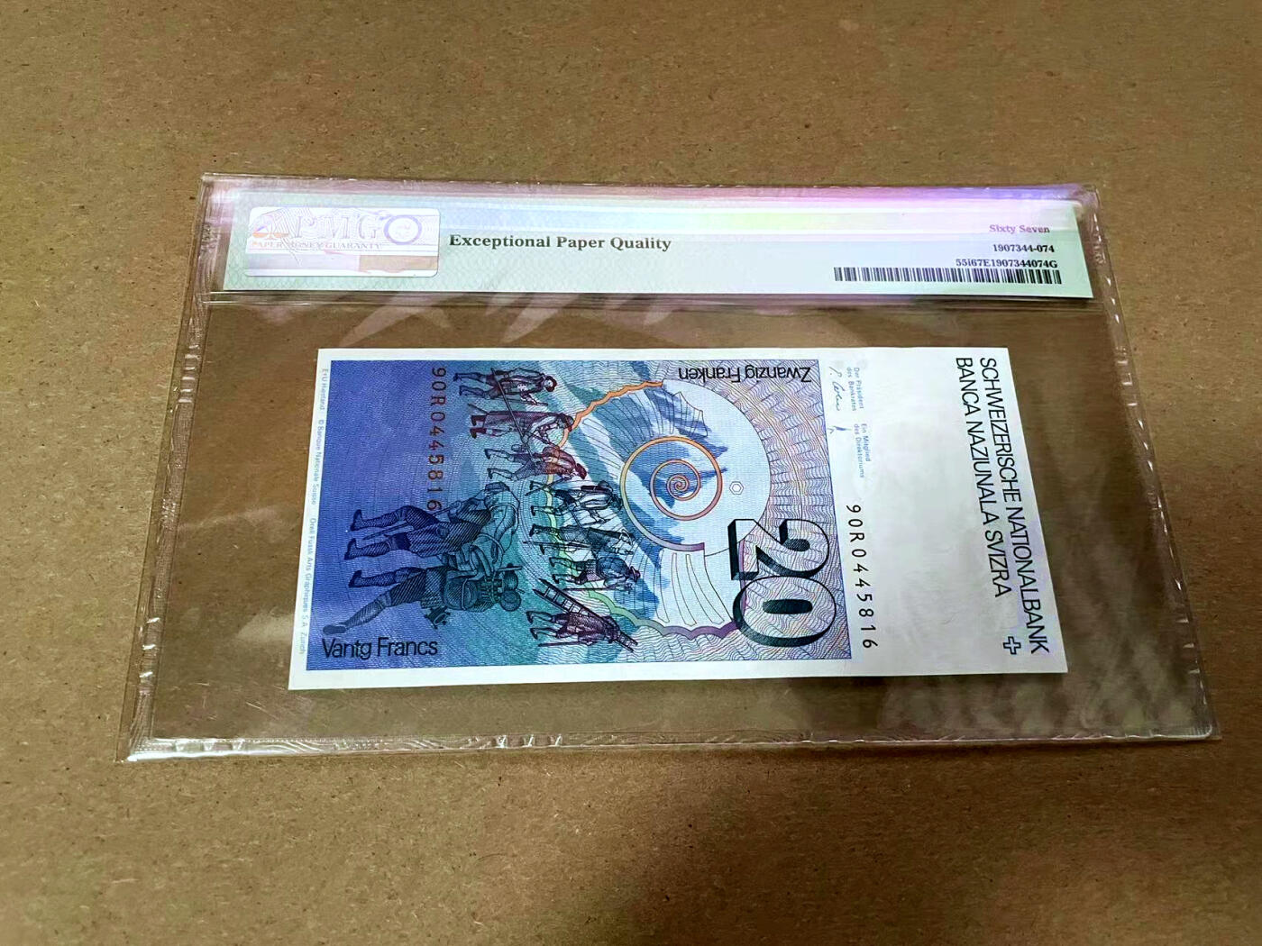 【Blue Auction】✨世界纸币精拍第493期【精】 瑞士 1990年20法郎 PMG67EPQ高分