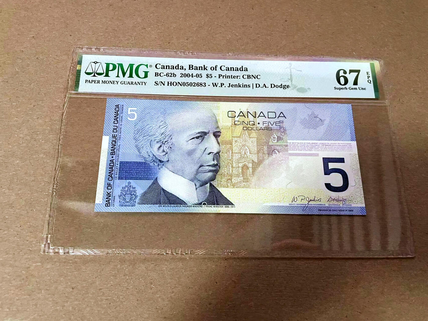 【Blue Auction】✨世界纸币精拍第493期【精】 【无47】加拿大 2004-05年5元 PMG67EPQ高分