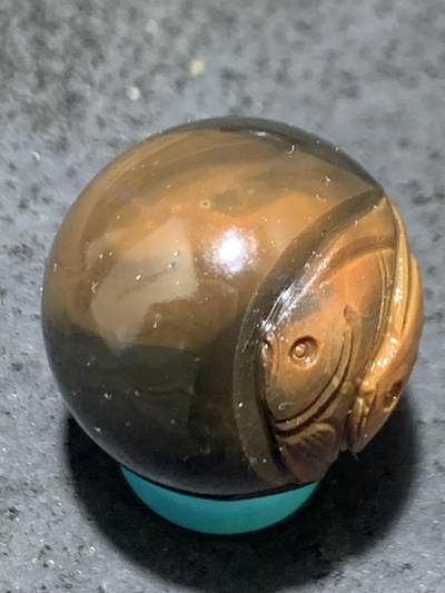 精美亚光战国红玛瑙手工俏色巧雕双鱼随形圆珠一个 精美亚光战国红玛瑙手工俏色巧雕双鱼随形圆珠一个