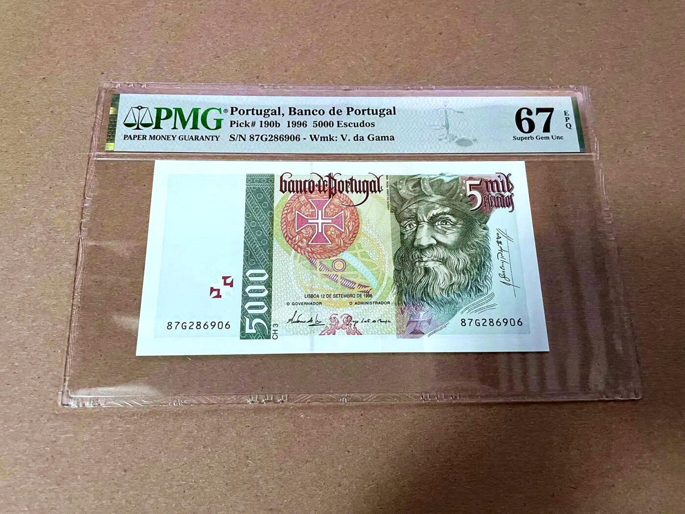 【Blue Auction】✨世界纸币精拍第493期【精】 【无47】葡萄牙 1996年5000埃斯库多 PMG67EPQ 高分