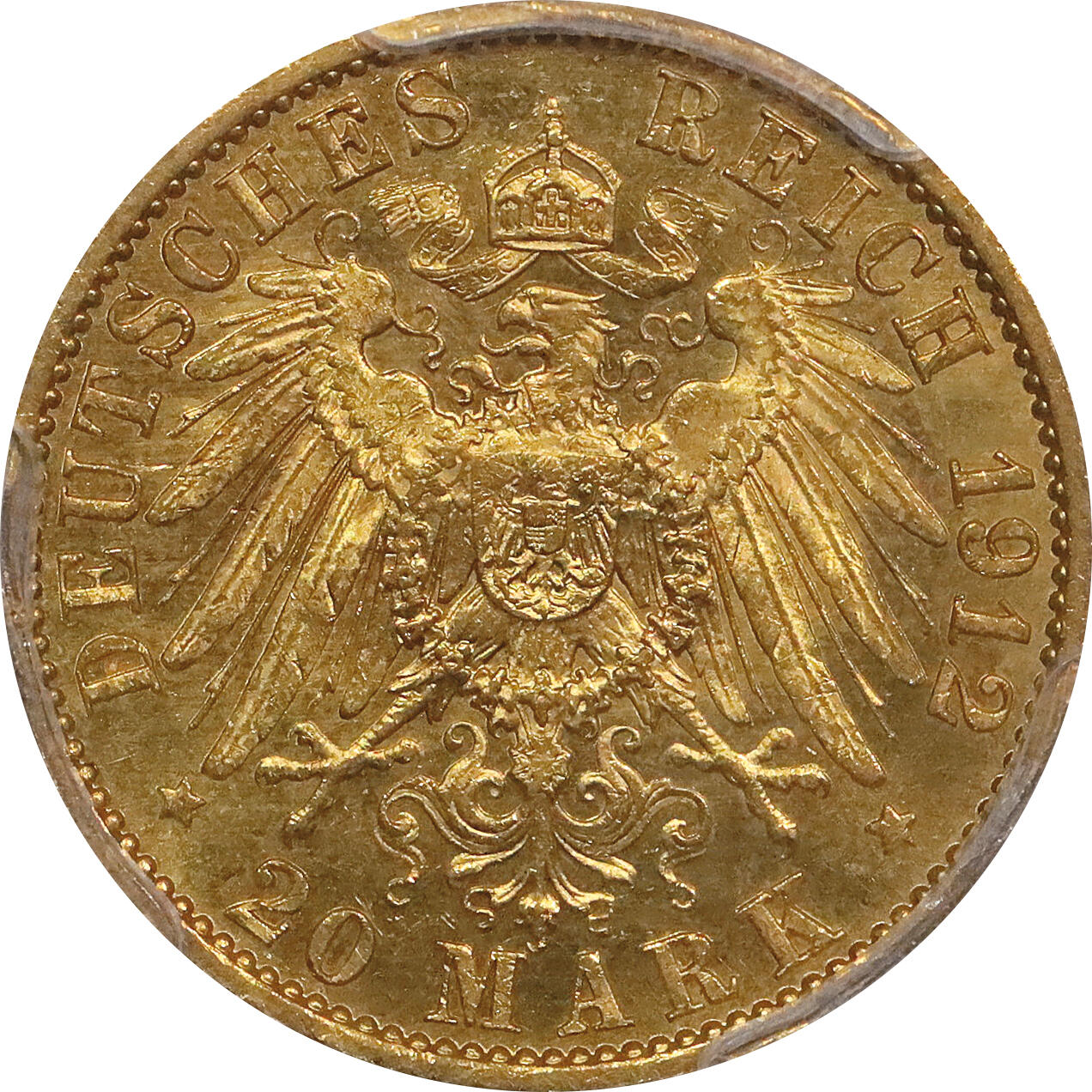 北京阿城哥拍卖2024年春季拍卖会 1912-A 普鲁士20MK金币一枚，PCGS MS63+评级编号：80722823