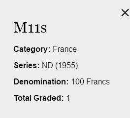 【Blue Auction】✨世界纸币精拍第493期【精】 【唯一记录&唯一冠军分】法国 1955年100法郎 TRÉSOR PUBLIC 军票 墨丘利 女神 PMG66EPQ 样钞 