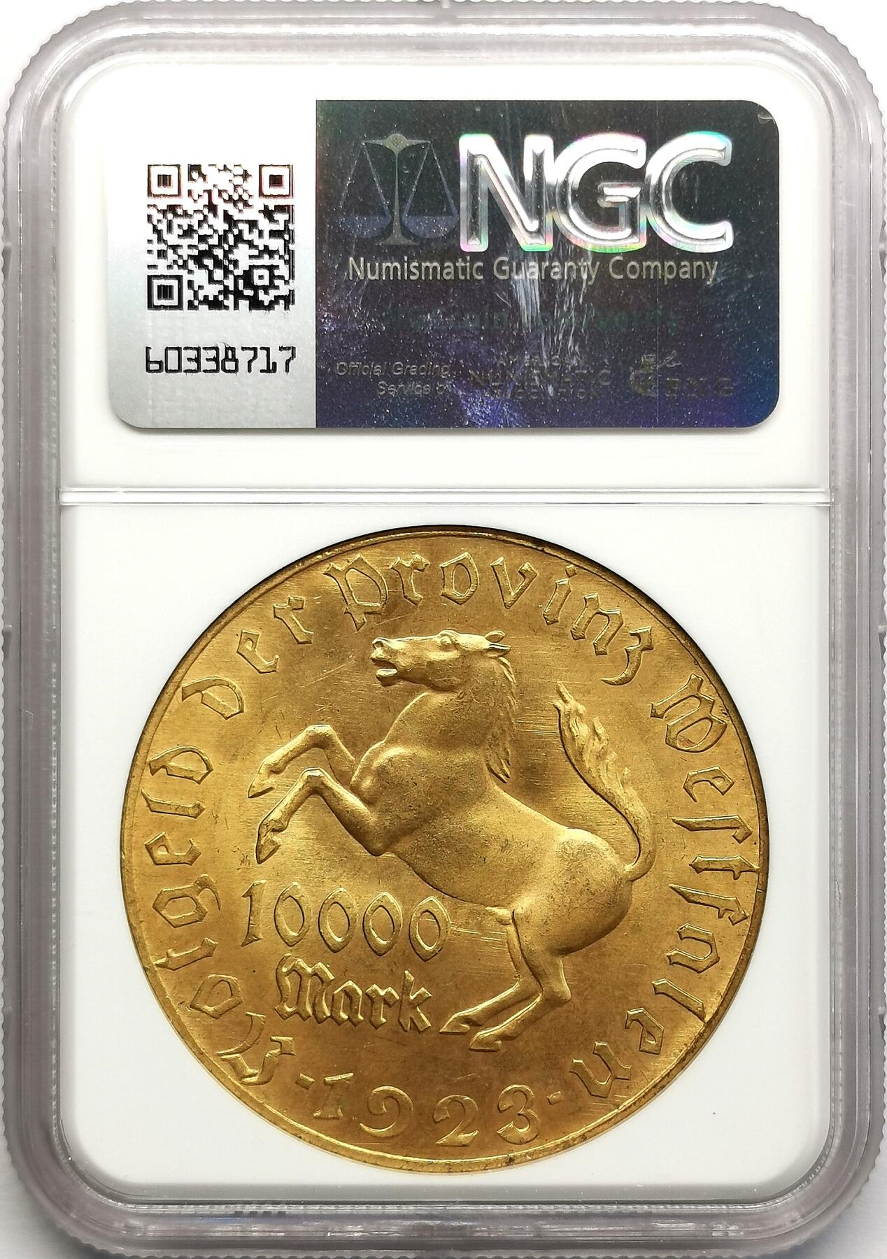 凡希社世界钱币微拍第二百七十三期 1923威斯特伐利亚马币10000马克NGC-MS63