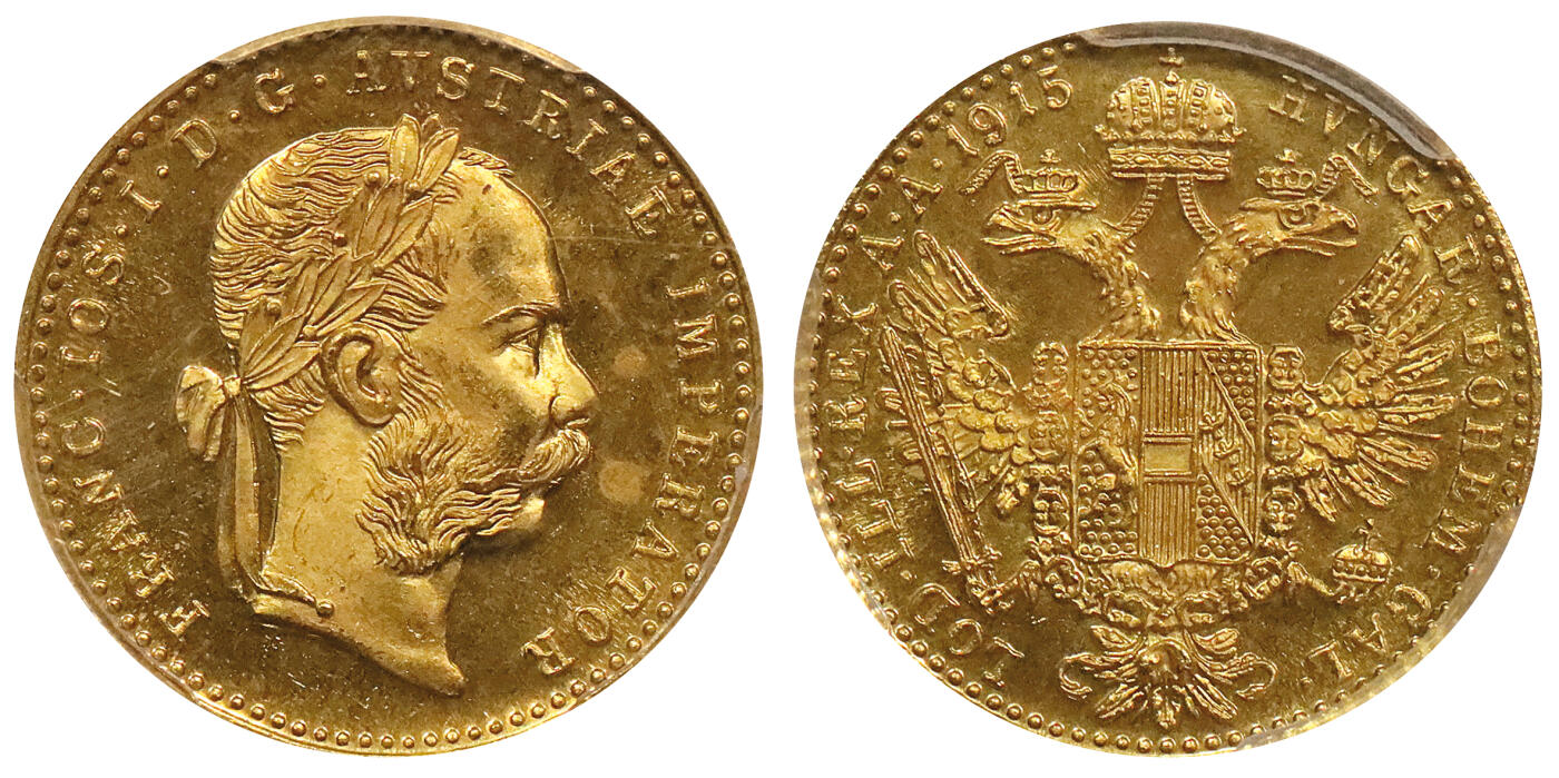 北京阿城哥拍卖2024年春季拍卖会 1915年奥地利弗朗茨一世杜卡特金币一枚，PCGS MS66评级编号：46605869