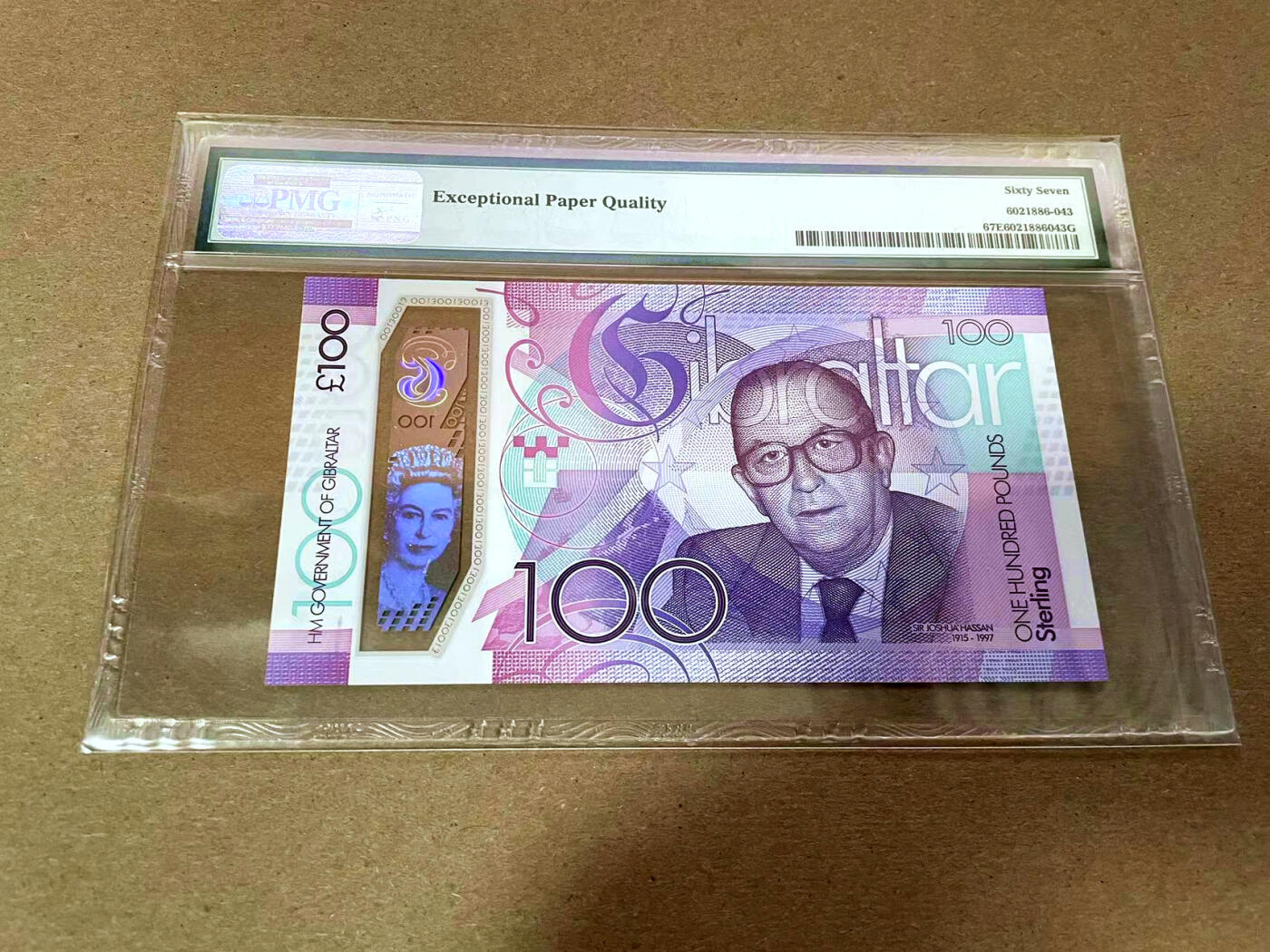 【Blue Auction】✨世界纸币精拍第493期【精】 【无47千位小号】直布罗陀 2015年100镑 女王 PMG67EPQ高分