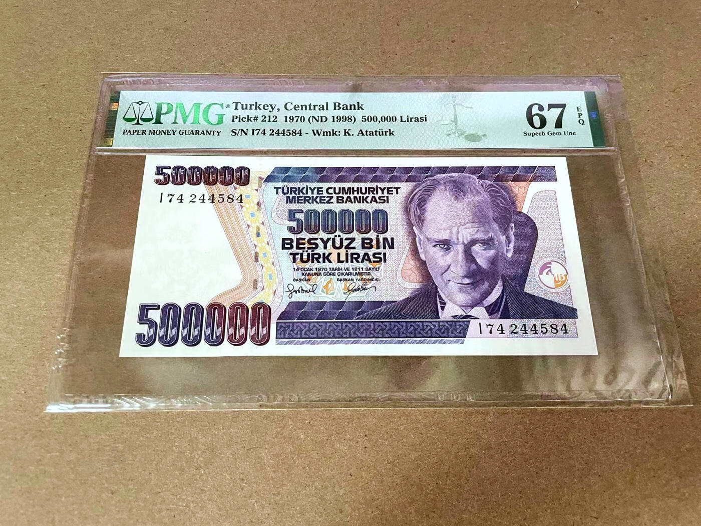 【Blue Auction】✨世界纸币精拍第493期【精】 土耳其 1970年500000里拉 PMG67EPQ 