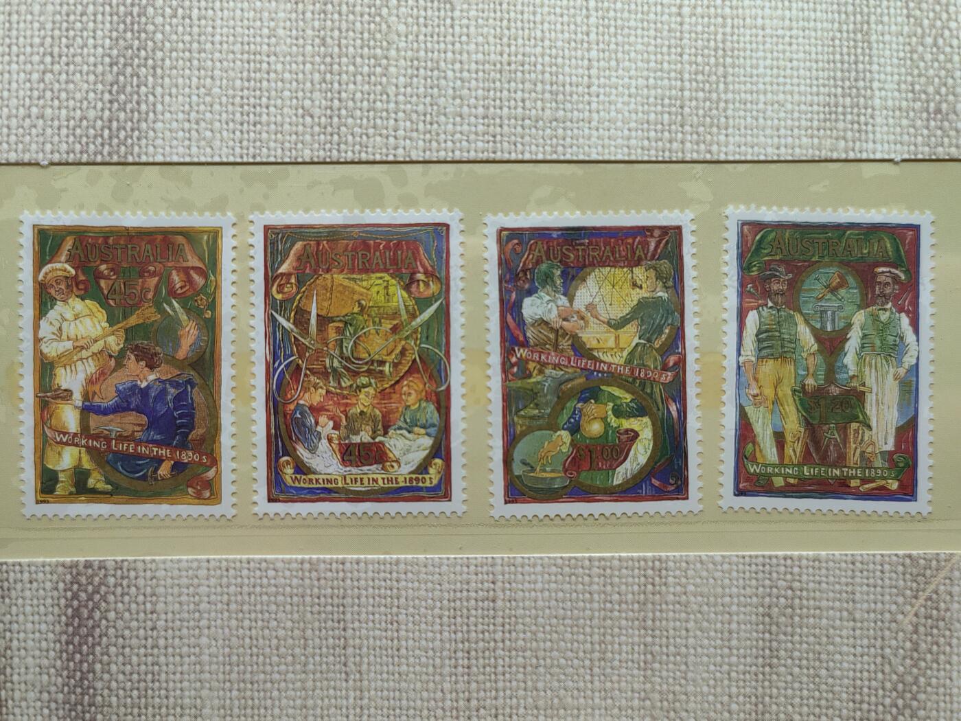 联合阁邮币社™ ——“澳大利亚小邮本专场” 澳大利亚1993年 传统手工业.绘画:裁缝.木工.鞋匠（全新无戳）